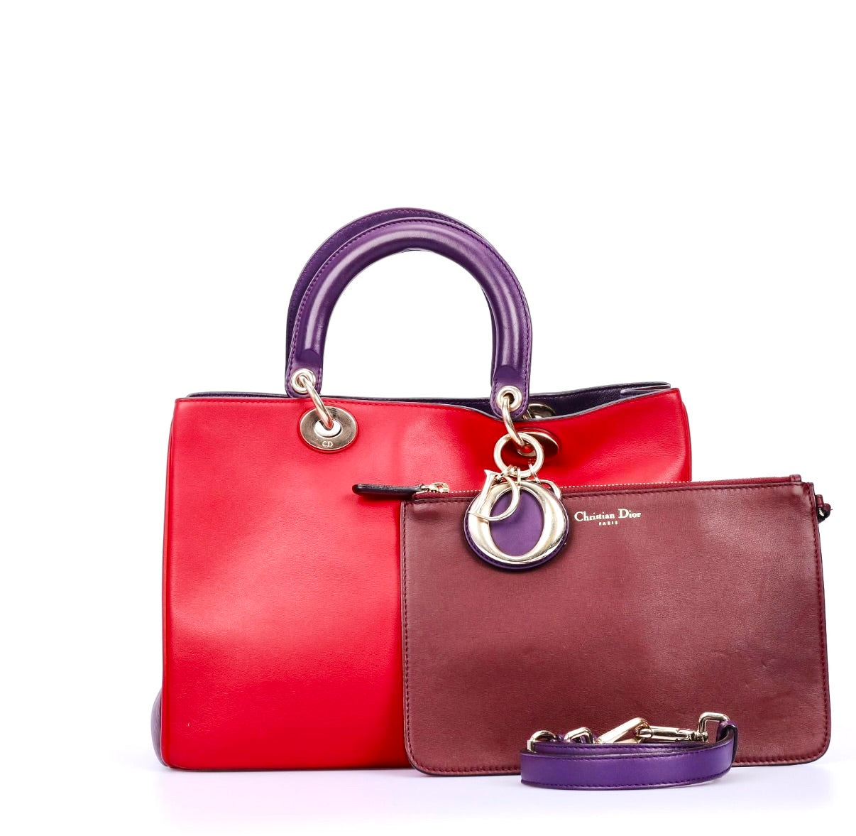 Pre-Owned Christian Dior Tri-Color Calfskin Leather Medium Diorissimo Tote Bag - Authenticated