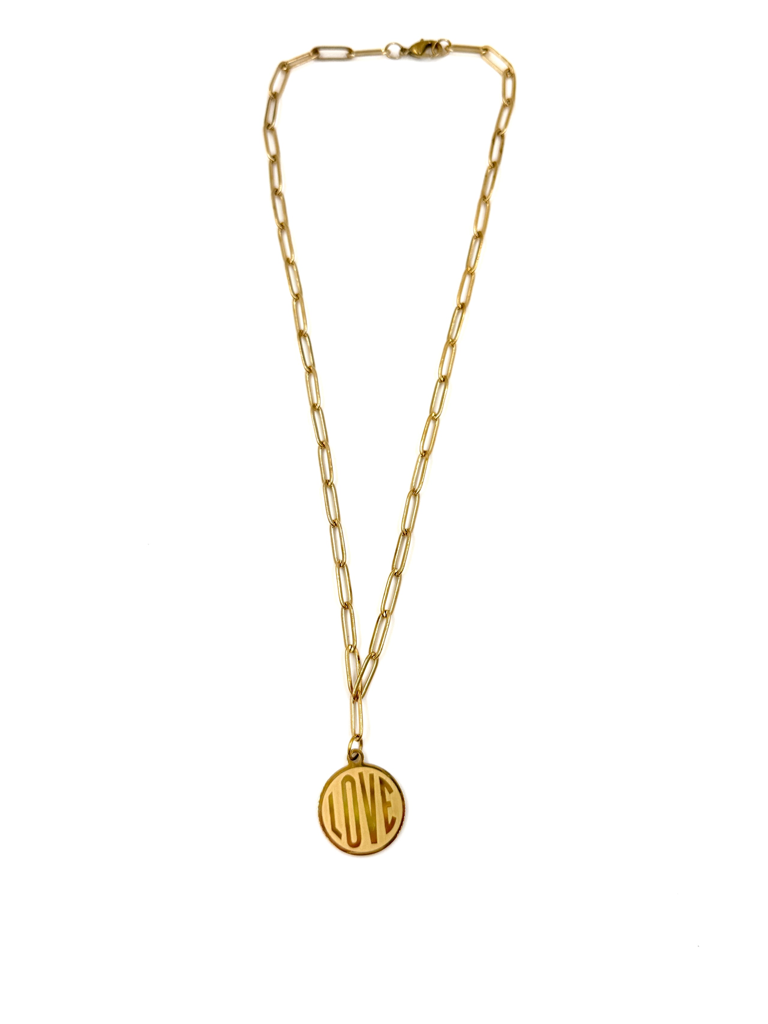 Hawley Studio Love on a Chain Necklace 18k Gold PVD 16"