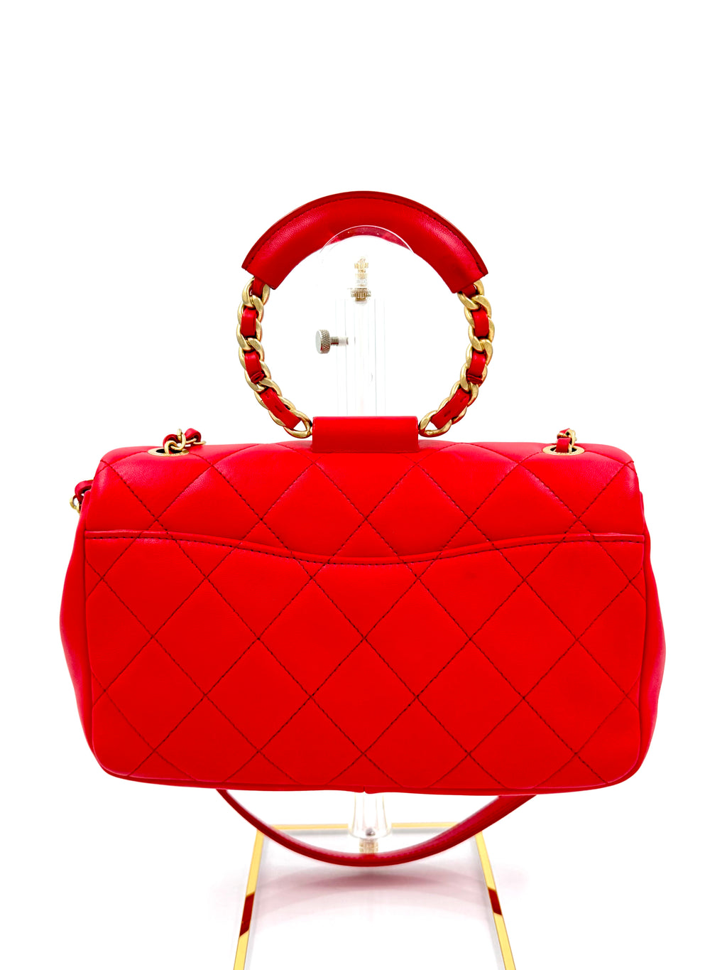 Pre-owned Chanel Medium In The Loop Red Quilted Lambskin Leather Flap - Authenticated