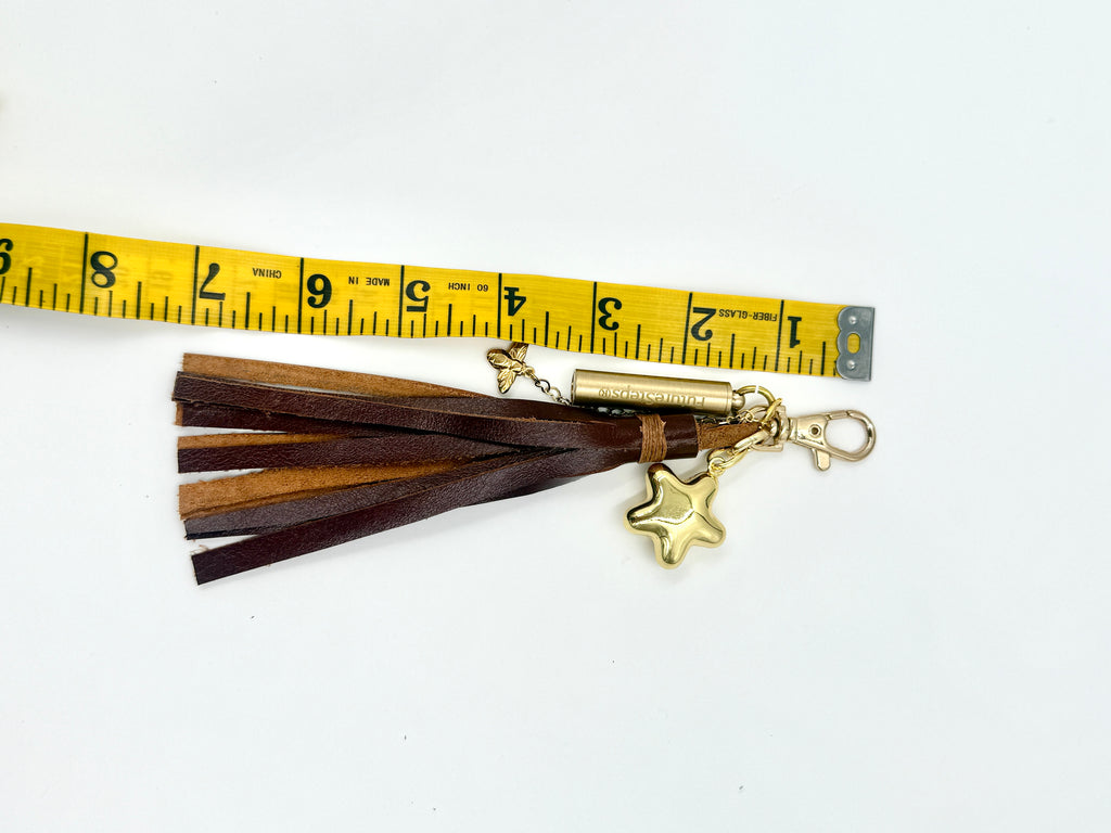 Hawley Studio Leather Tassel Bag Charm with Whistle