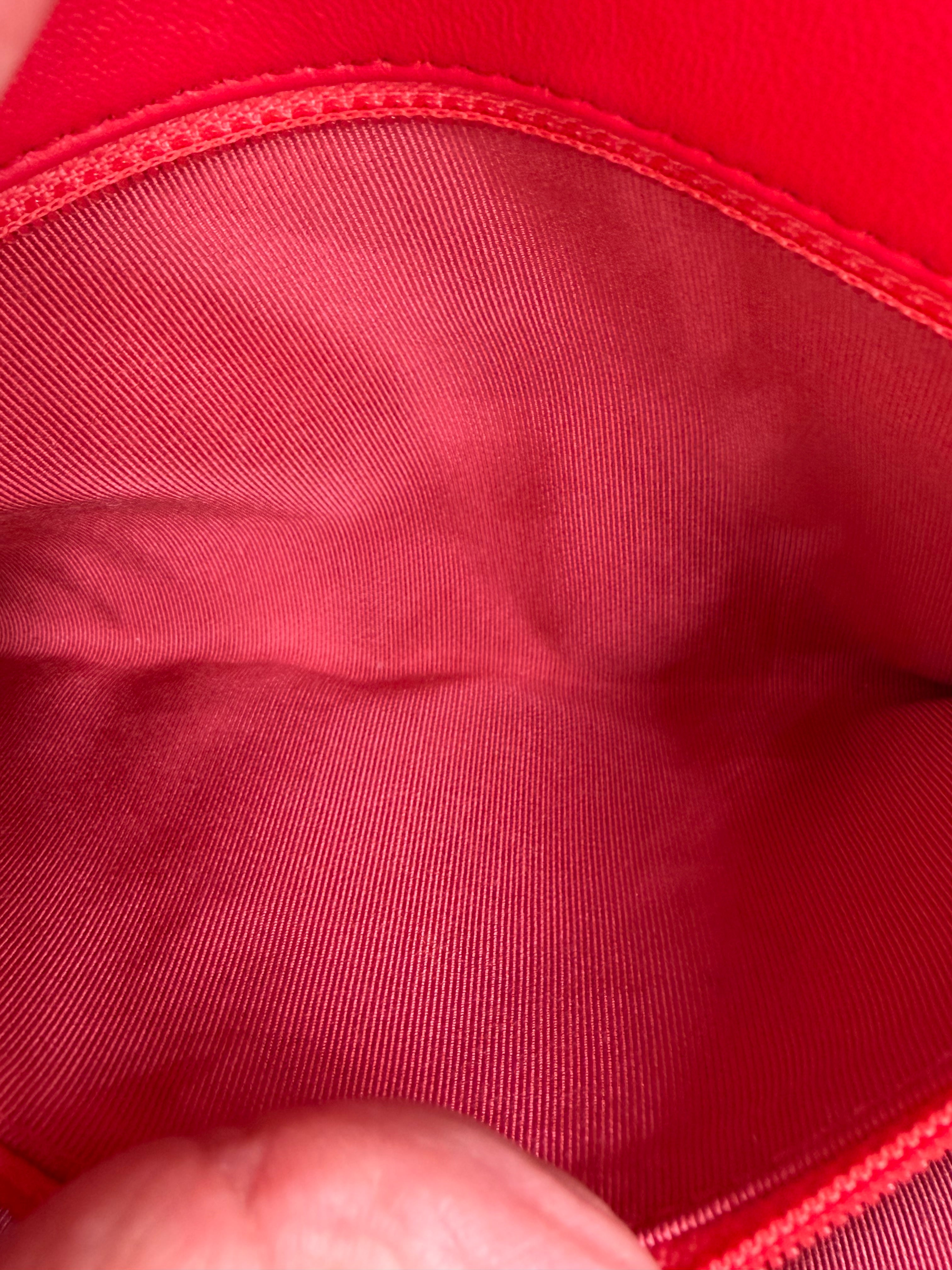 Pre-owned Chanel Medium In The Loop Red Quilted Lambskin Leather Flap - Authenticated