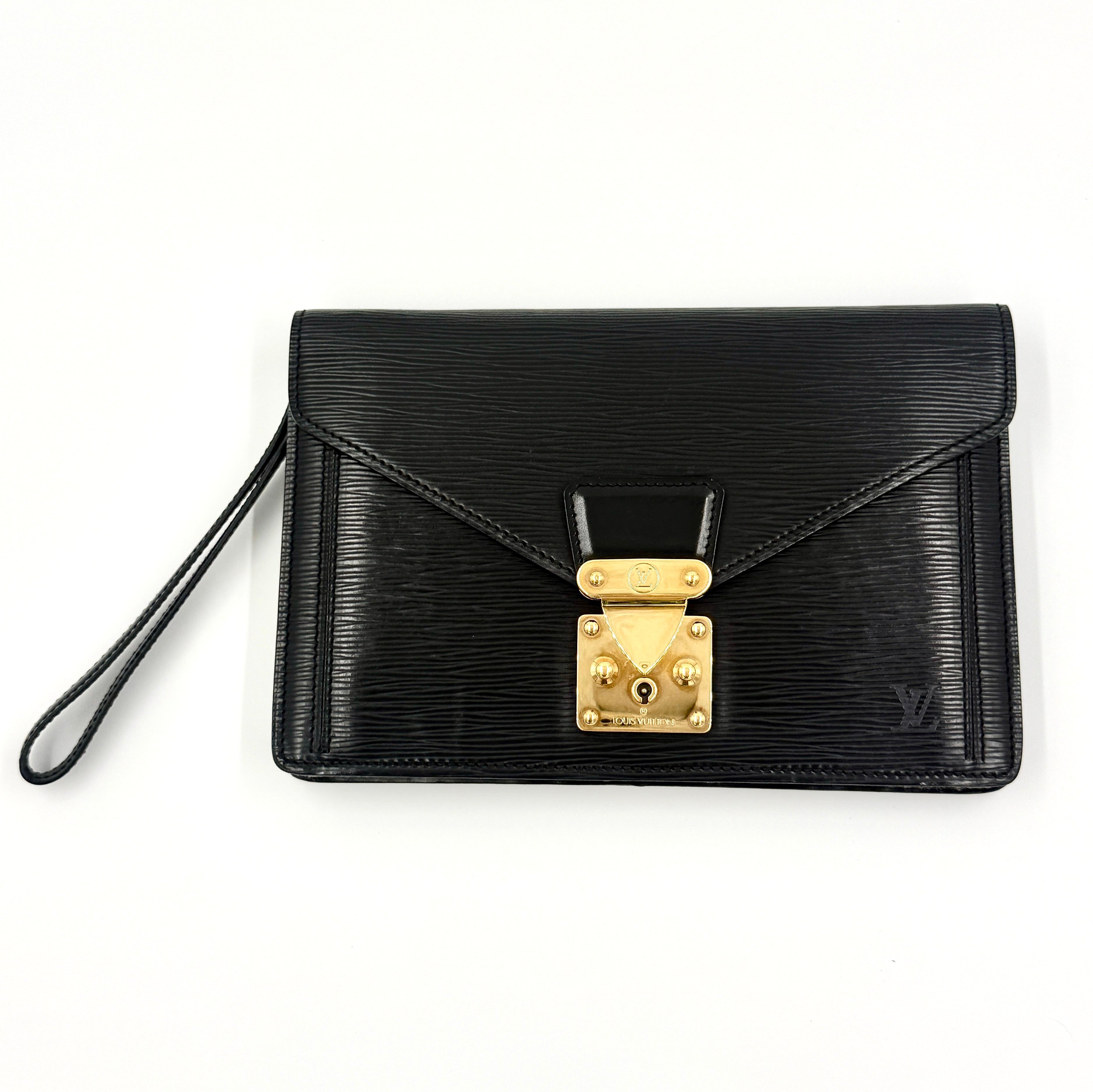 Pre-Owned Louis Vuitton Epi Leather Sellier Dragonne Clutch Bag Black Gold Hardware - Authenticated