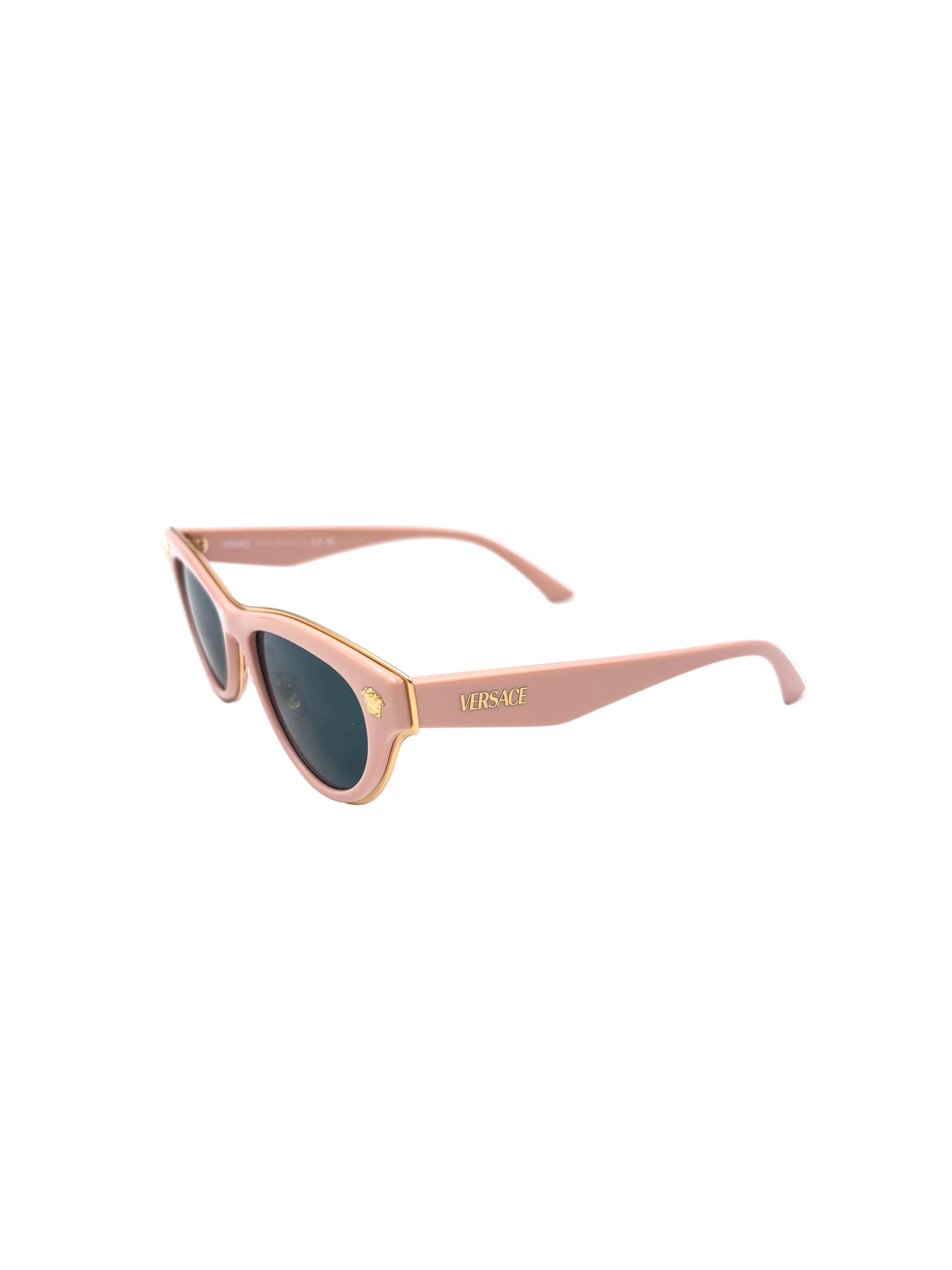 Versace VE2273 Cat-Eye Sunglasses in Nude/Pink with Dark Grey Lenses