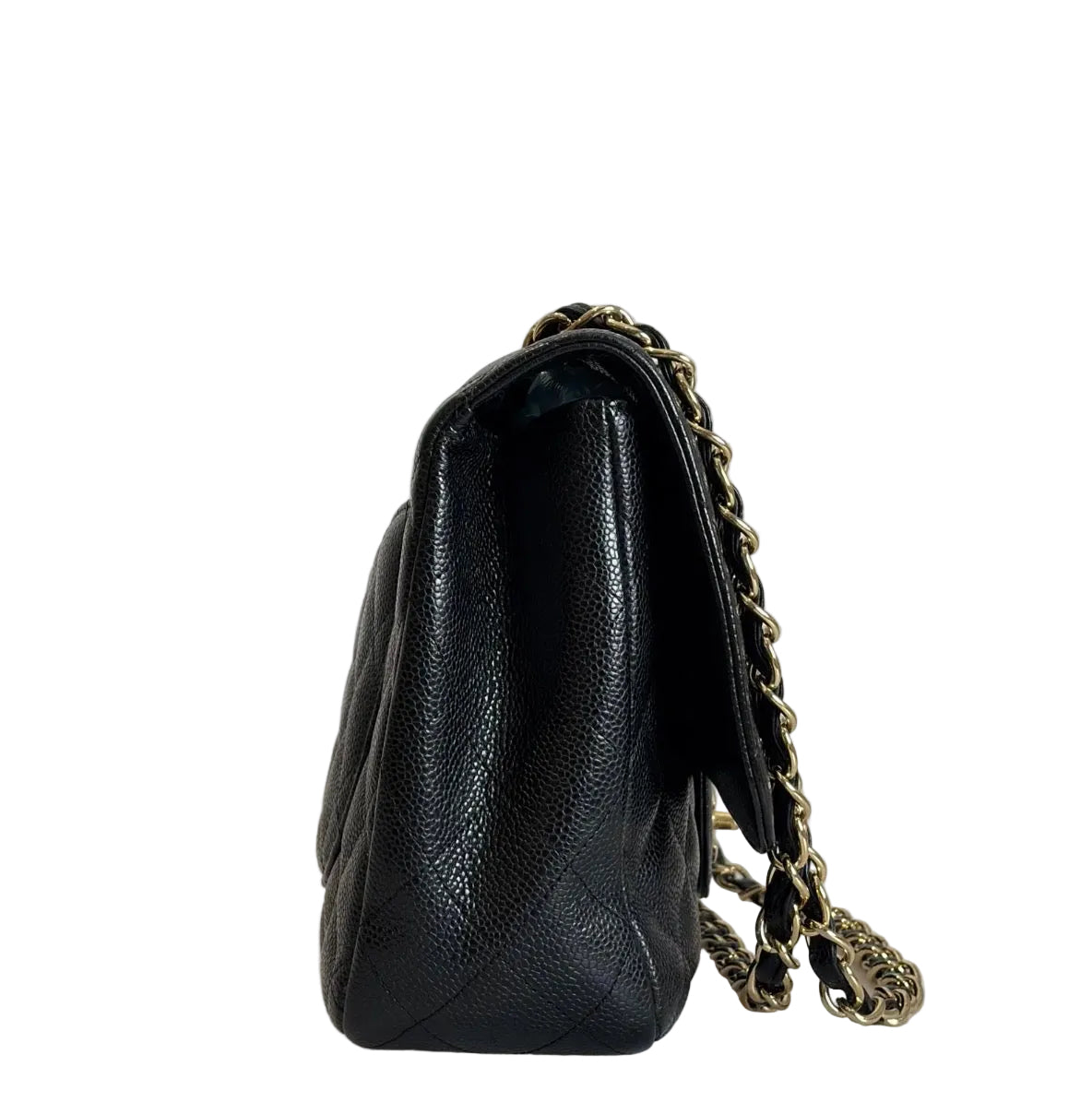 Pre-owned Chanel Black Caviar Single Flap Jumbo 24k Gold Plated Hardware - Authenticated