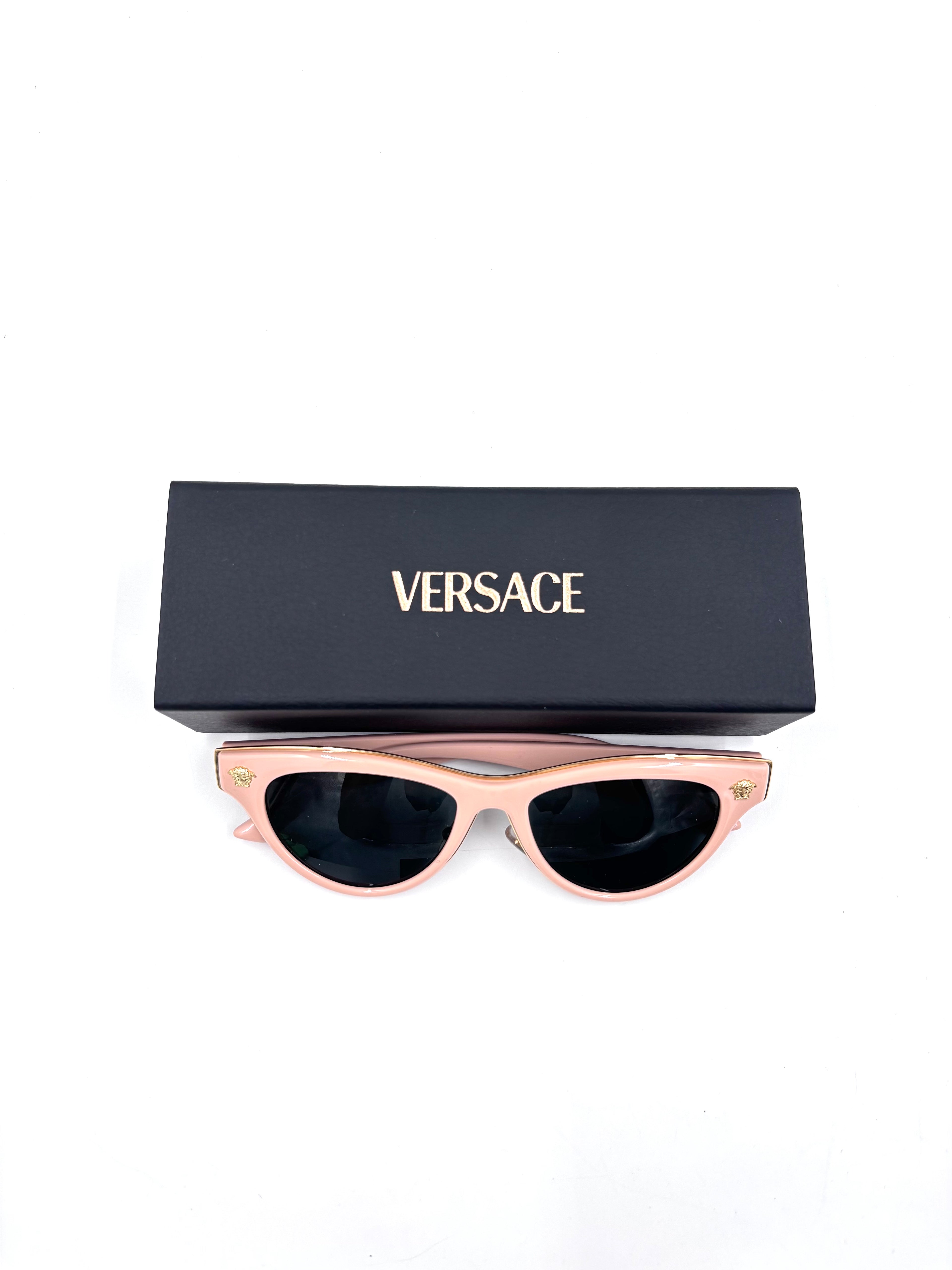 Versace VE2273 Cat-Eye Sunglasses in Nude/Pink with Dark Grey Lenses