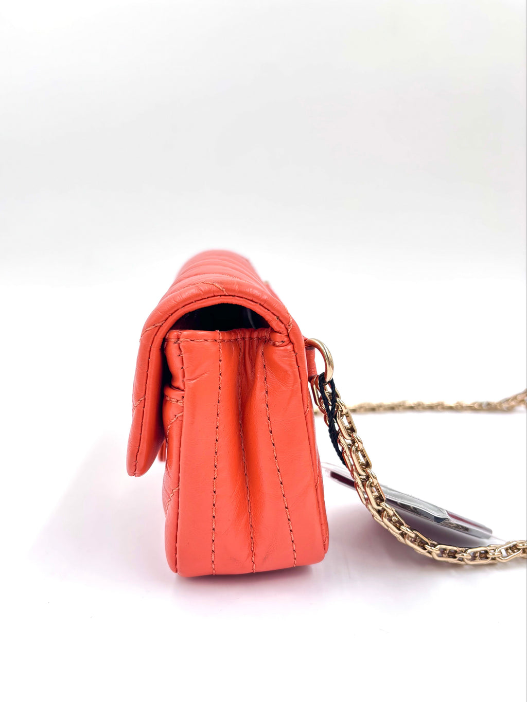 Pre-owned Chanel 2.55 Reissue Mini Flap Bag in Orange Crinkled Calfskin - Authenticated