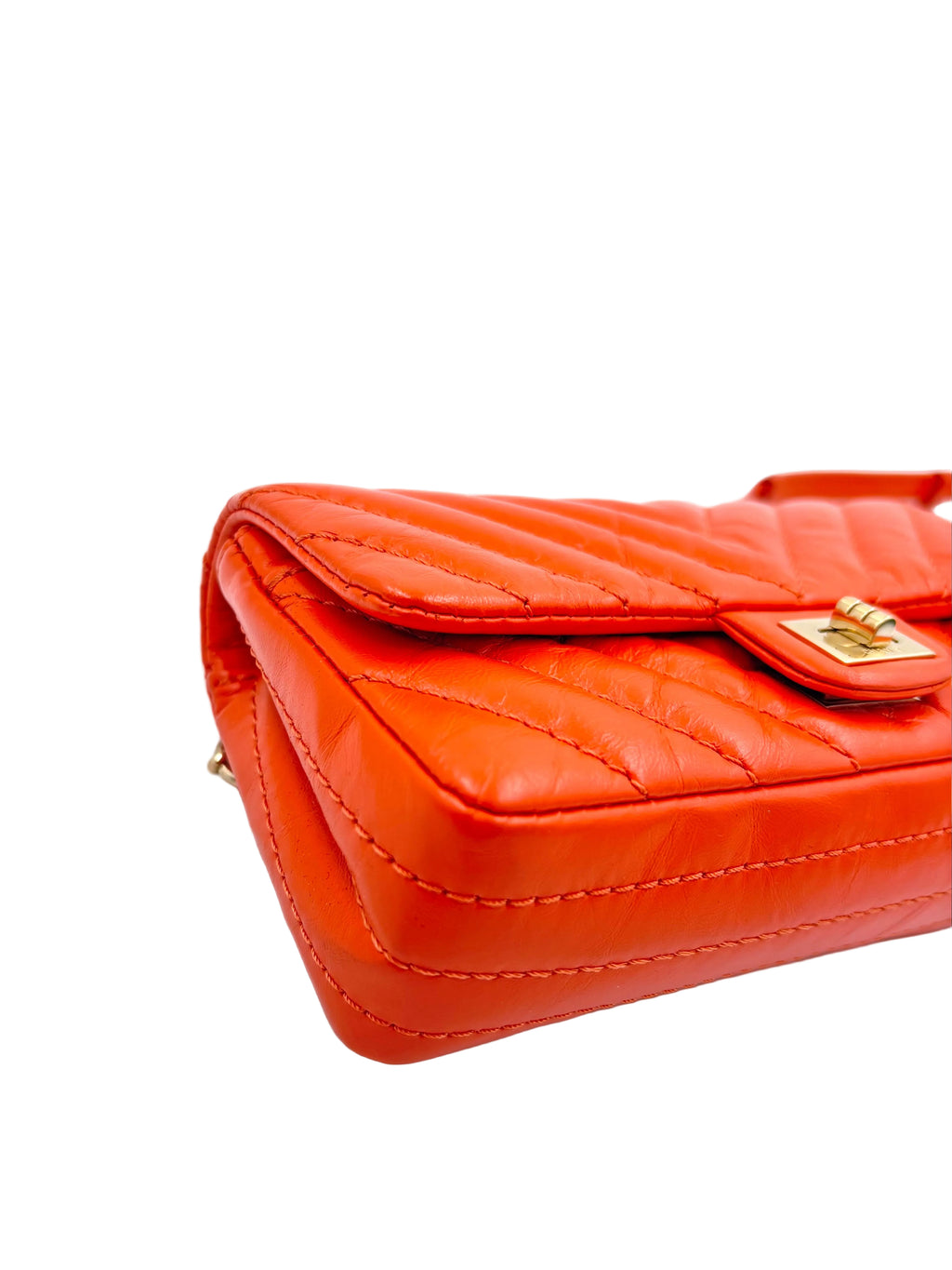 Pre-owned Chanel 2.55 Reissue Mini Flap Bag in Orange Crinkled Calfskin - Authenticated