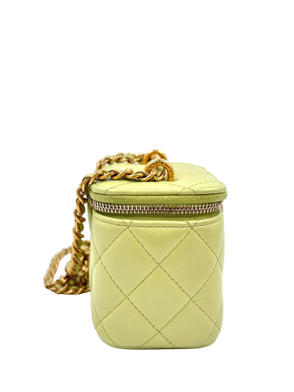 Pre-owned Chanel Lambskin Quilted CC Mini Vanity Crossbody Bag  Light Green - Authenticated