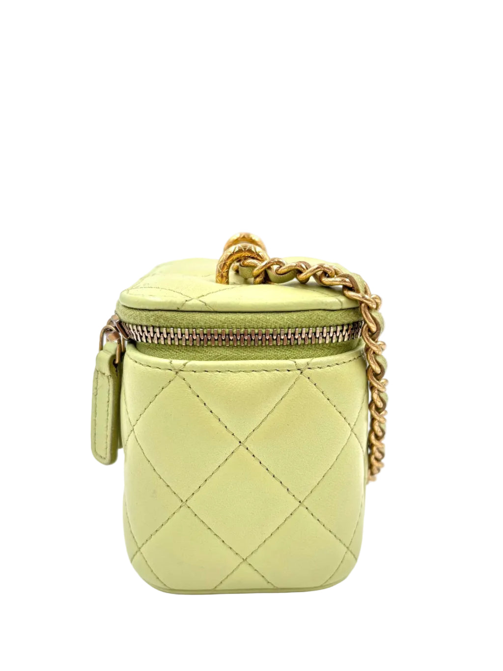 Pre-owned Chanel Lambskin Quilted CC Mini Vanity Crossbody Bag  Light Green - Authenticated