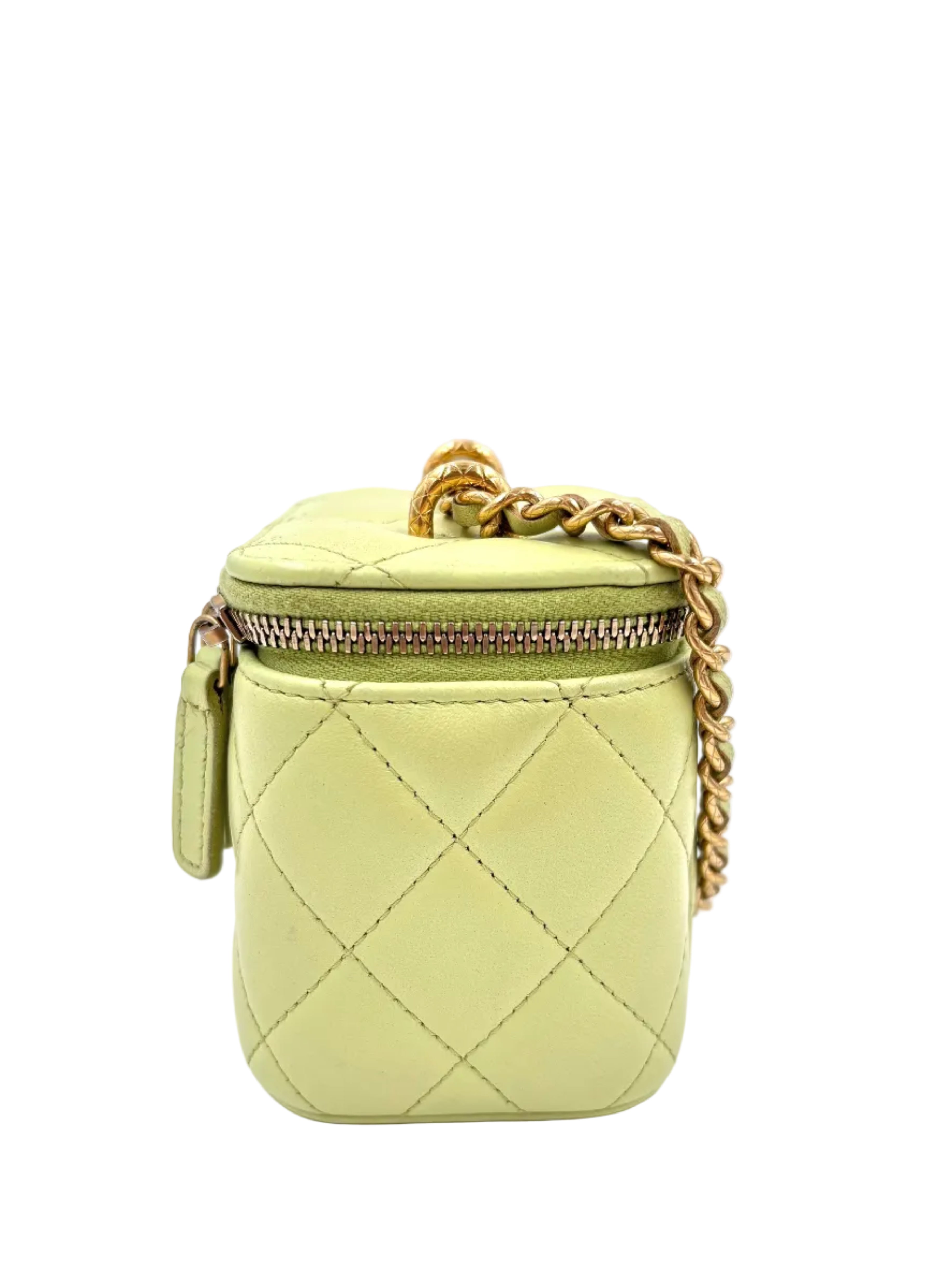 Pre-owned Chanel Lambskin Quilted CC Mini Vanity Crossbody Bag  Light Green - Authenticated