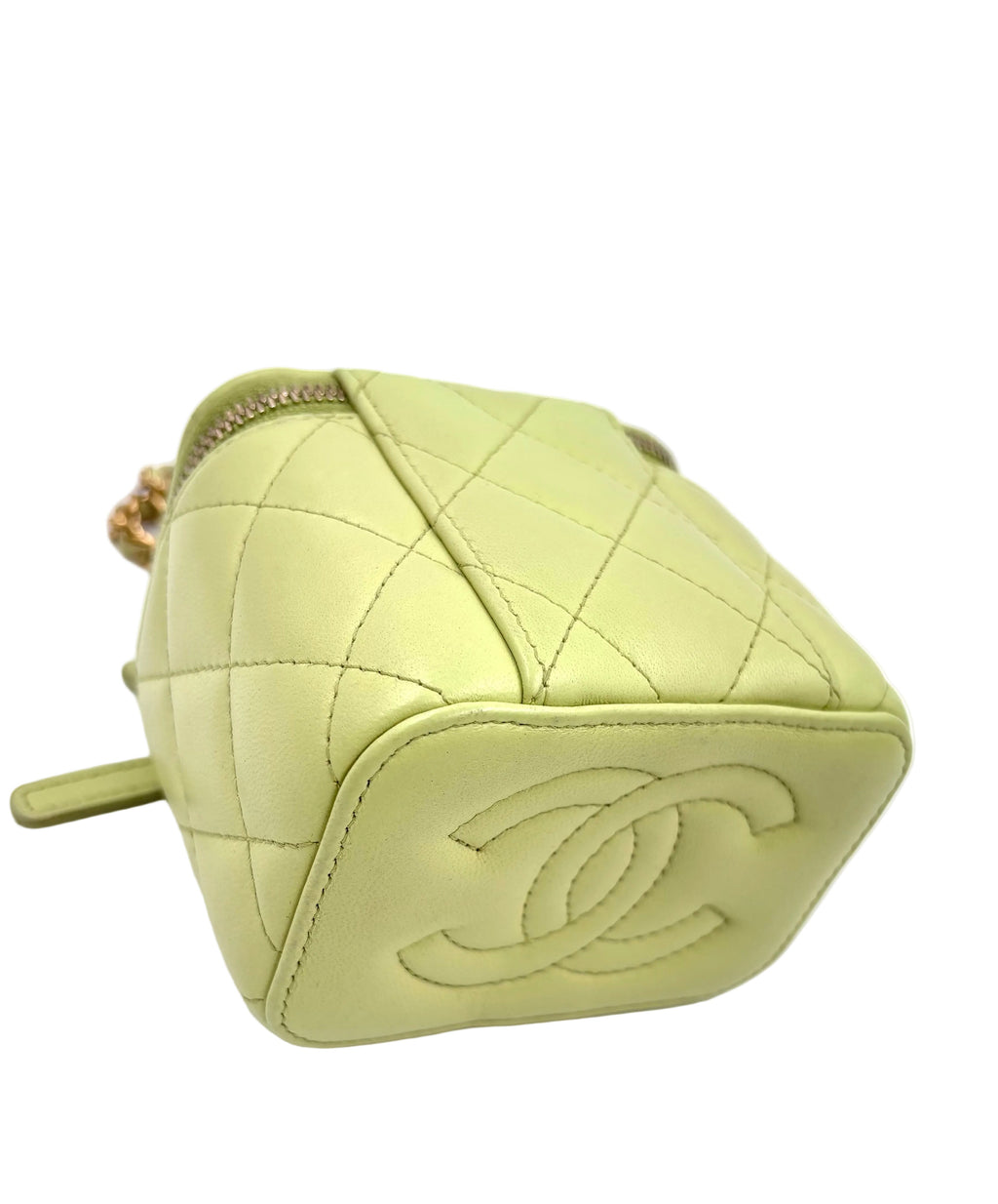Pre-owned Chanel Lambskin Quilted CC Mini Vanity Crossbody Bag  Light Green - Authenticated