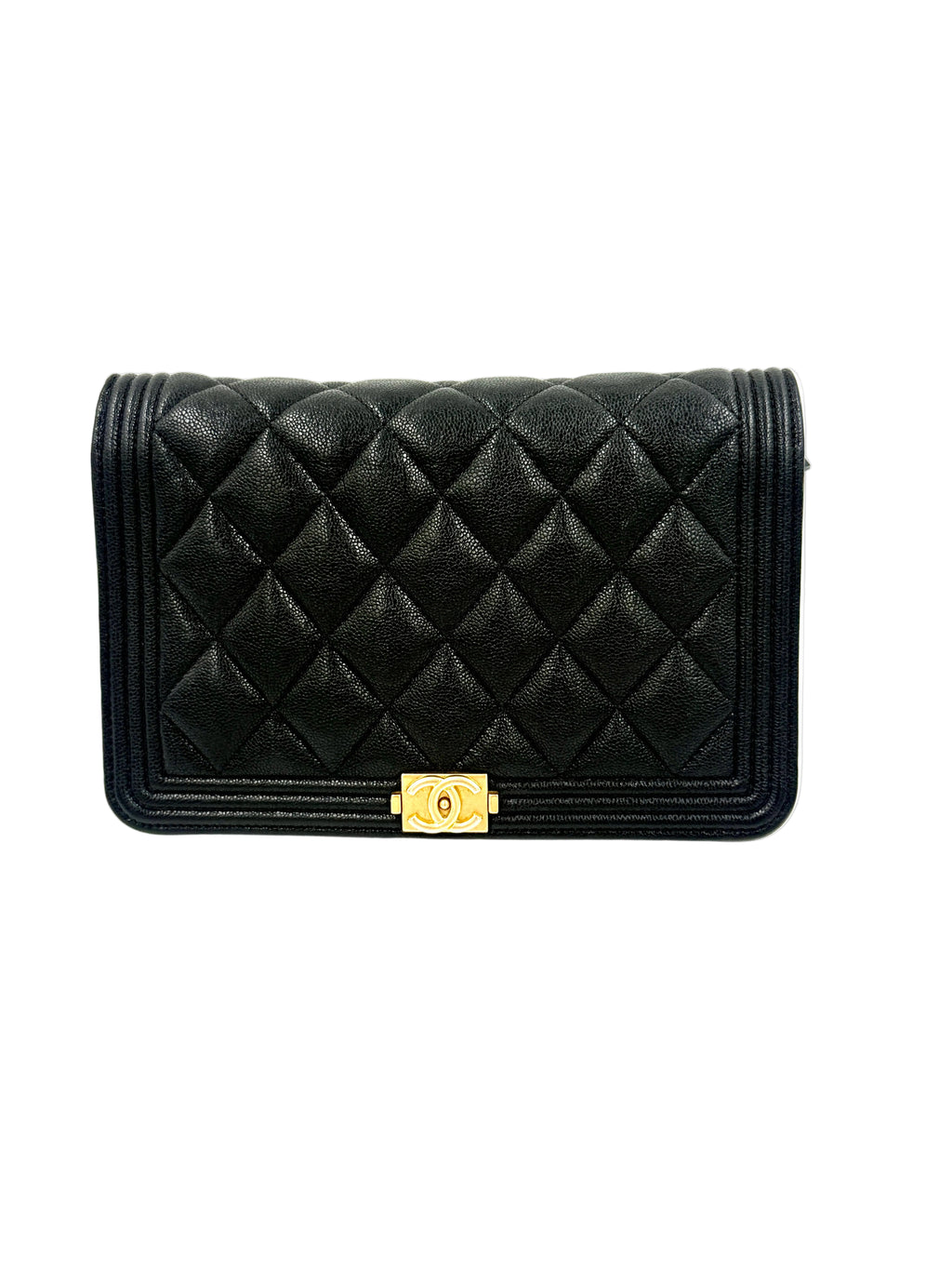 Pre-Owned Chanel Caviar Leather Boy Bag Wallet on Chain - Authenticated