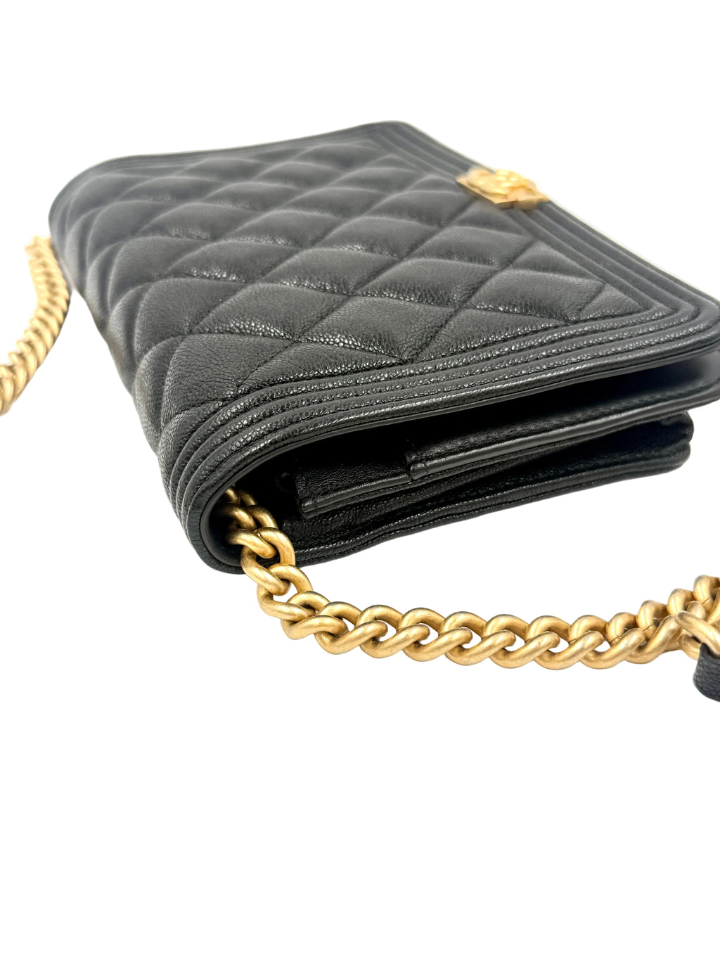 Pre-Owned Chanel Caviar Leather Boy Bag Wallet on Chain - Authenticated