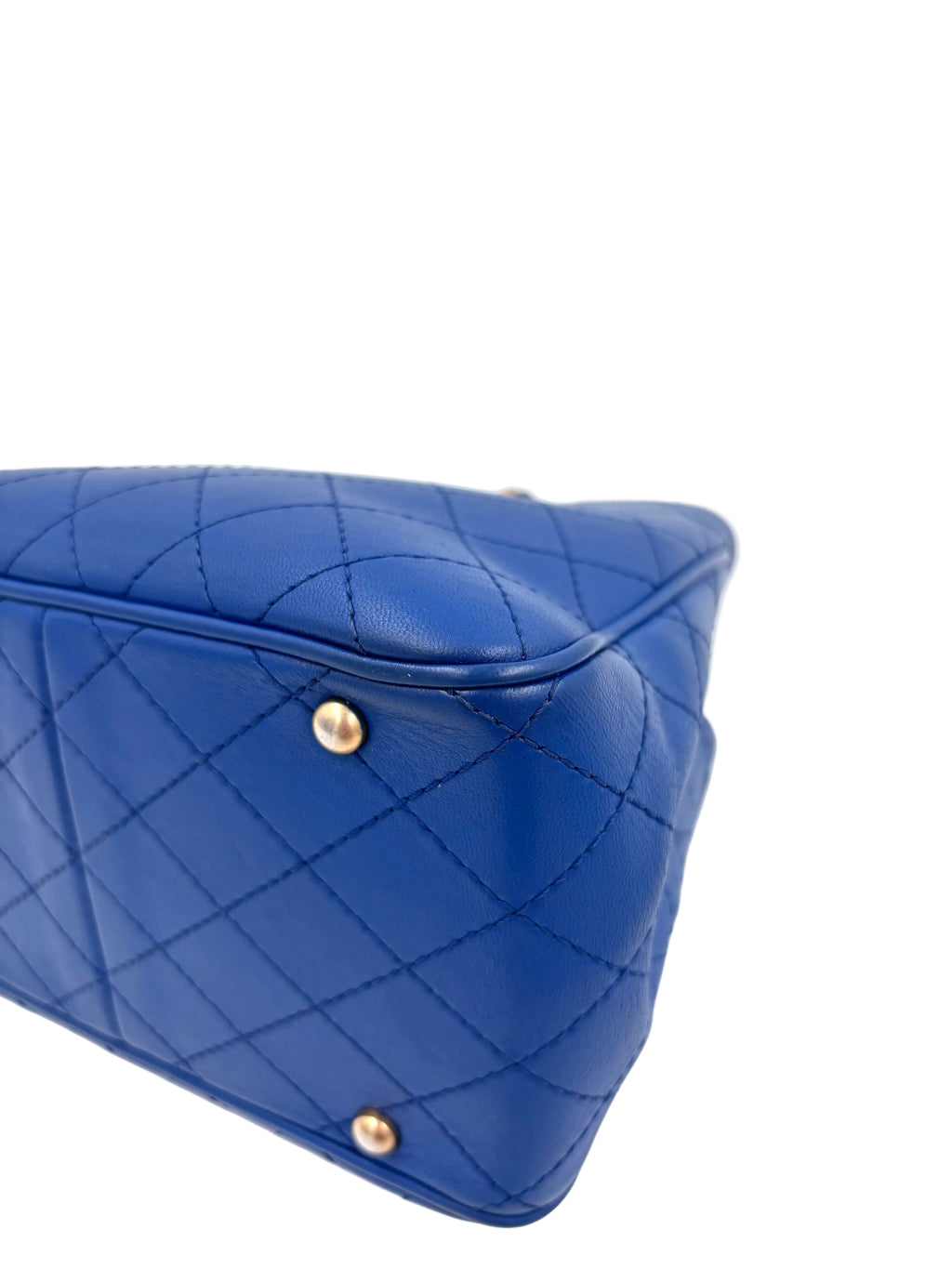 Pre-owned Chanel Blue Stitched Calfskin Egyptian Amulet Drawstring Bucket Bag - Authenticated