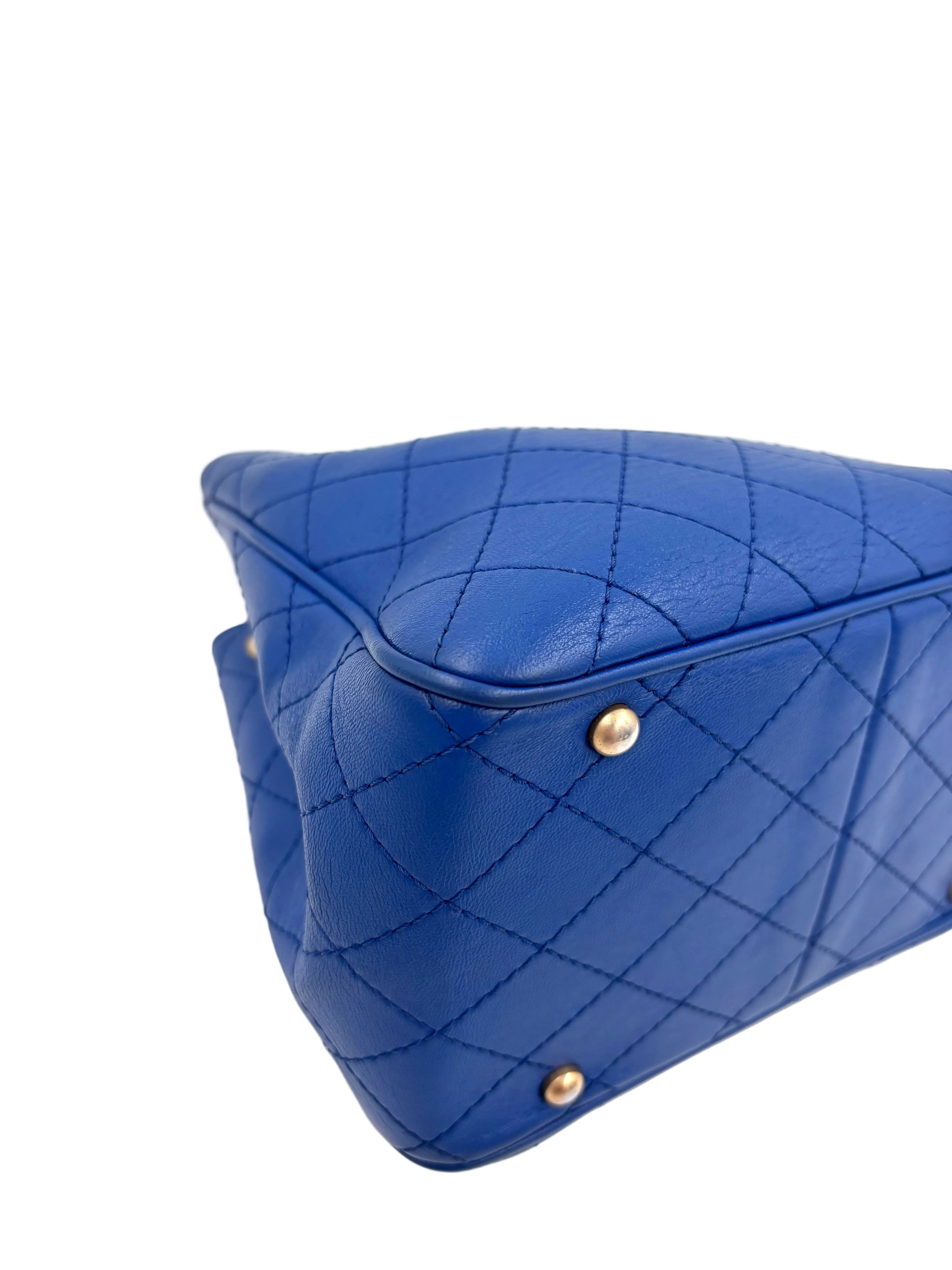 Pre-owned Chanel Blue Stitched Calfskin Egyptian Amulet Drawstring Bucket Bag - Authenticated