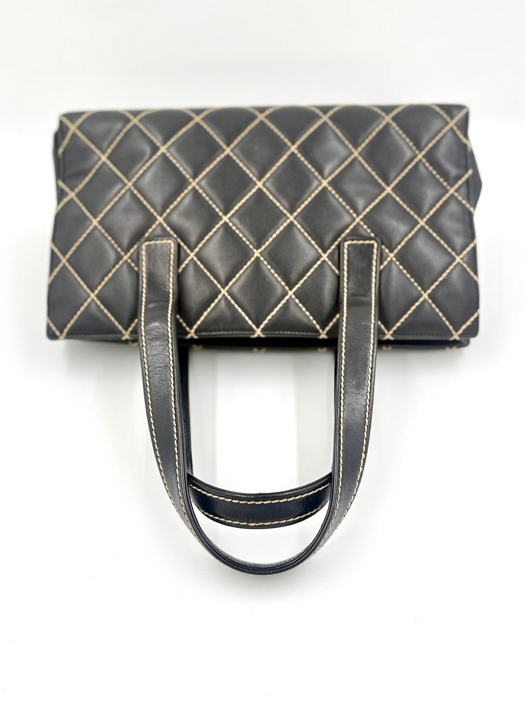 Pre-Owned Chanel Black Calfskin Wild Stitch Top Handle Bag - Authenticated