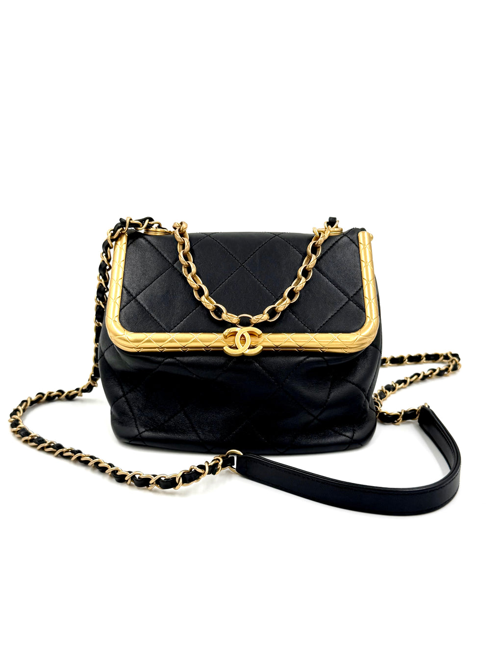 Pre-owned Chanel My Crush Black Quilted Lambskin Bag with Gold Hardware - Authenticated