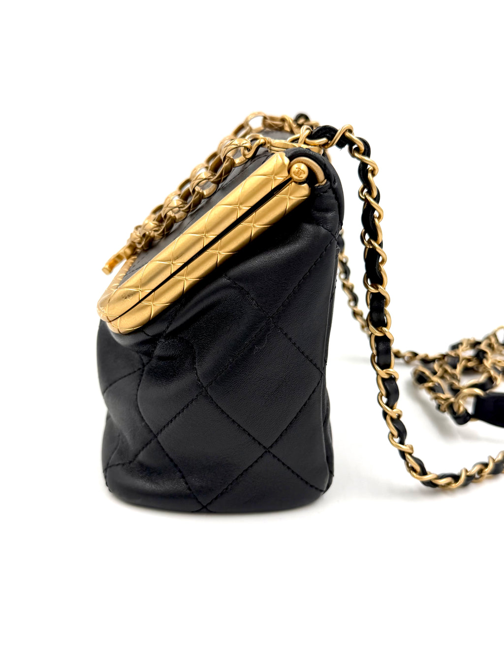 Pre-owned Chanel My Crush Black Quilted Lambskin Bag with Gold Hardware - Authenticated