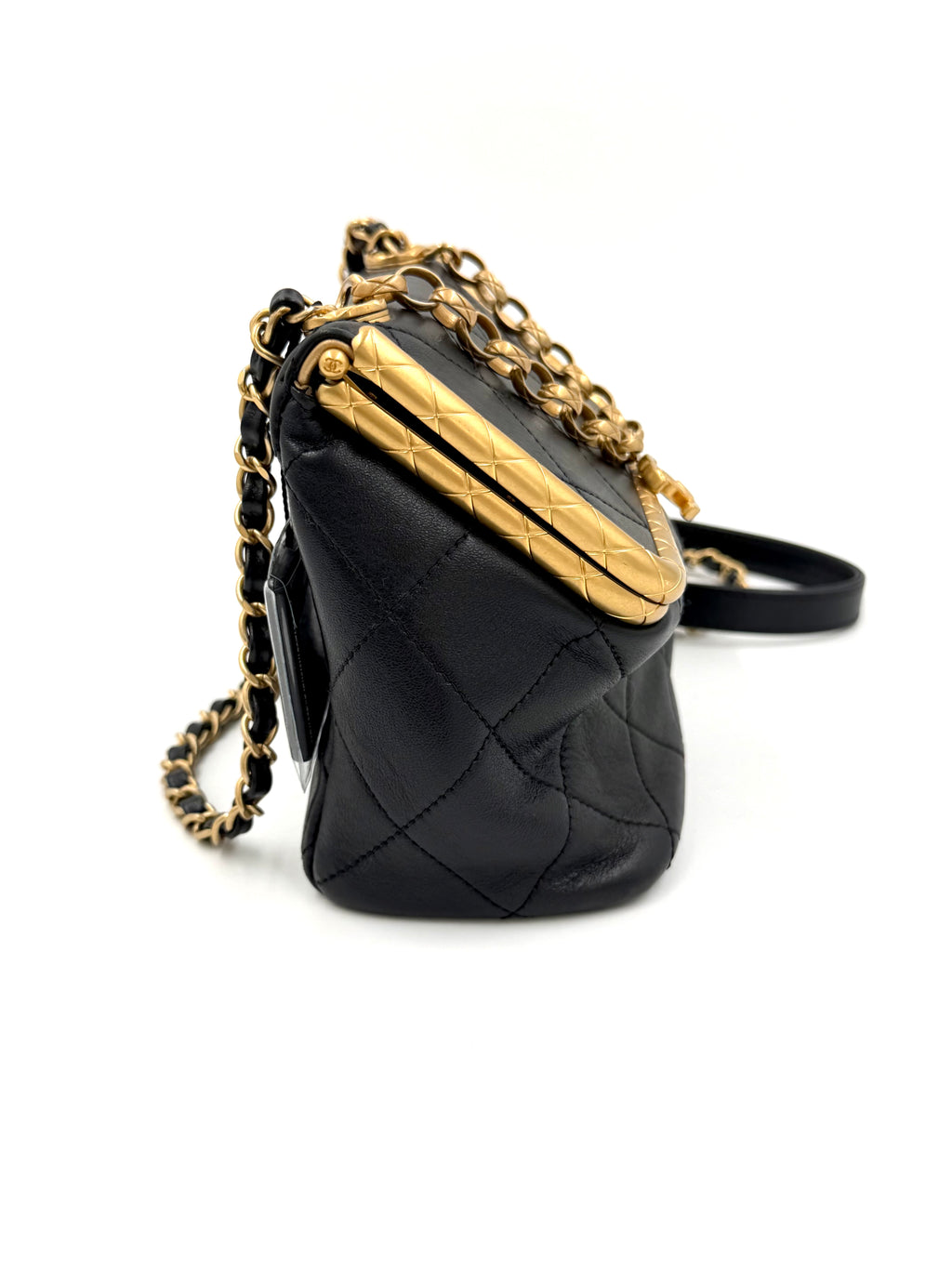 Pre-owned Chanel My Crush Black Quilted Lambskin Bag with Gold Hardware - Authenticated