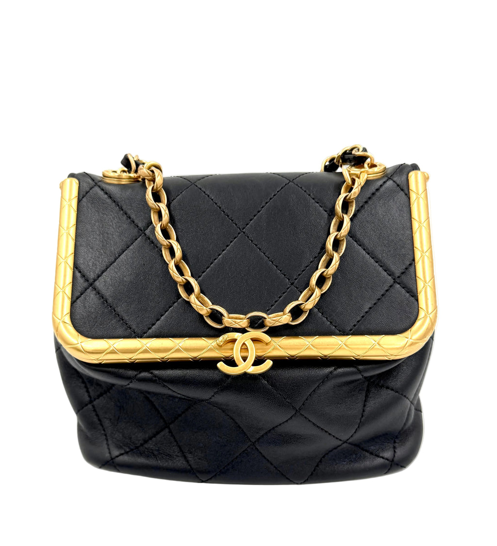 Pre-owned Chanel My Crush Black Quilted Lambskin Bag with Gold Hardware - Authenticated