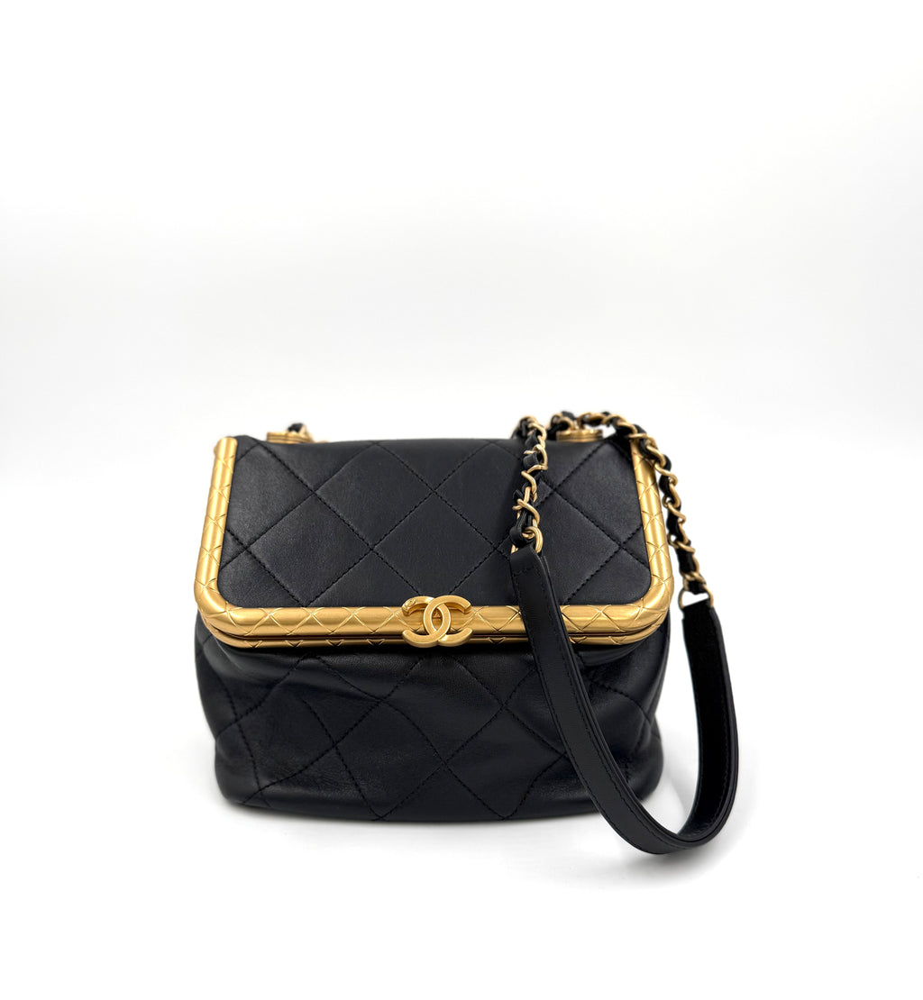 Pre-owned Chanel My Crush Black Quilted Lambskin Bag with Gold Hardware - Authenticated