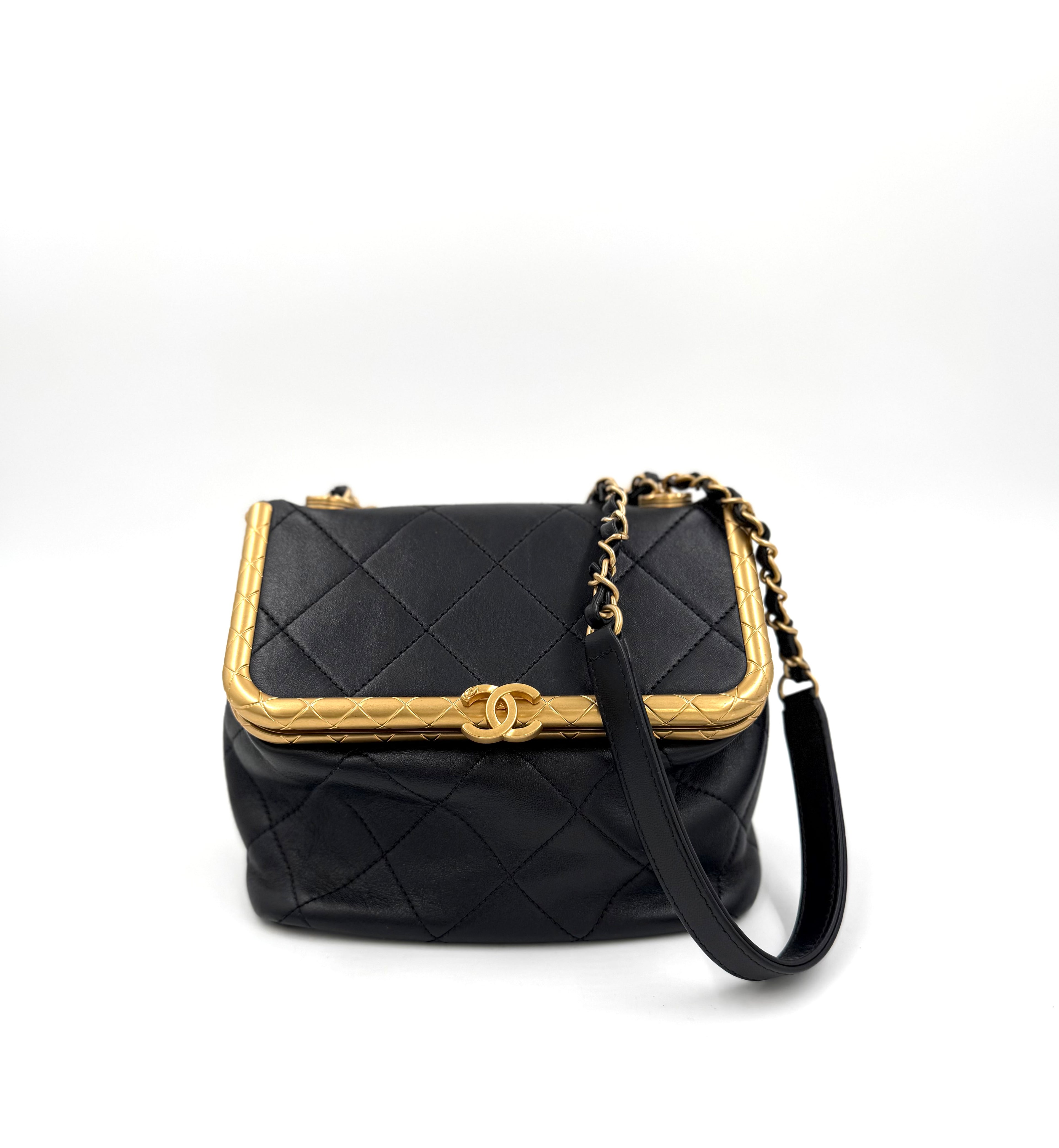 Pre-owned Chanel My Crush Black Quilted Lambskin Bag with Gold Hardware - Authenticated