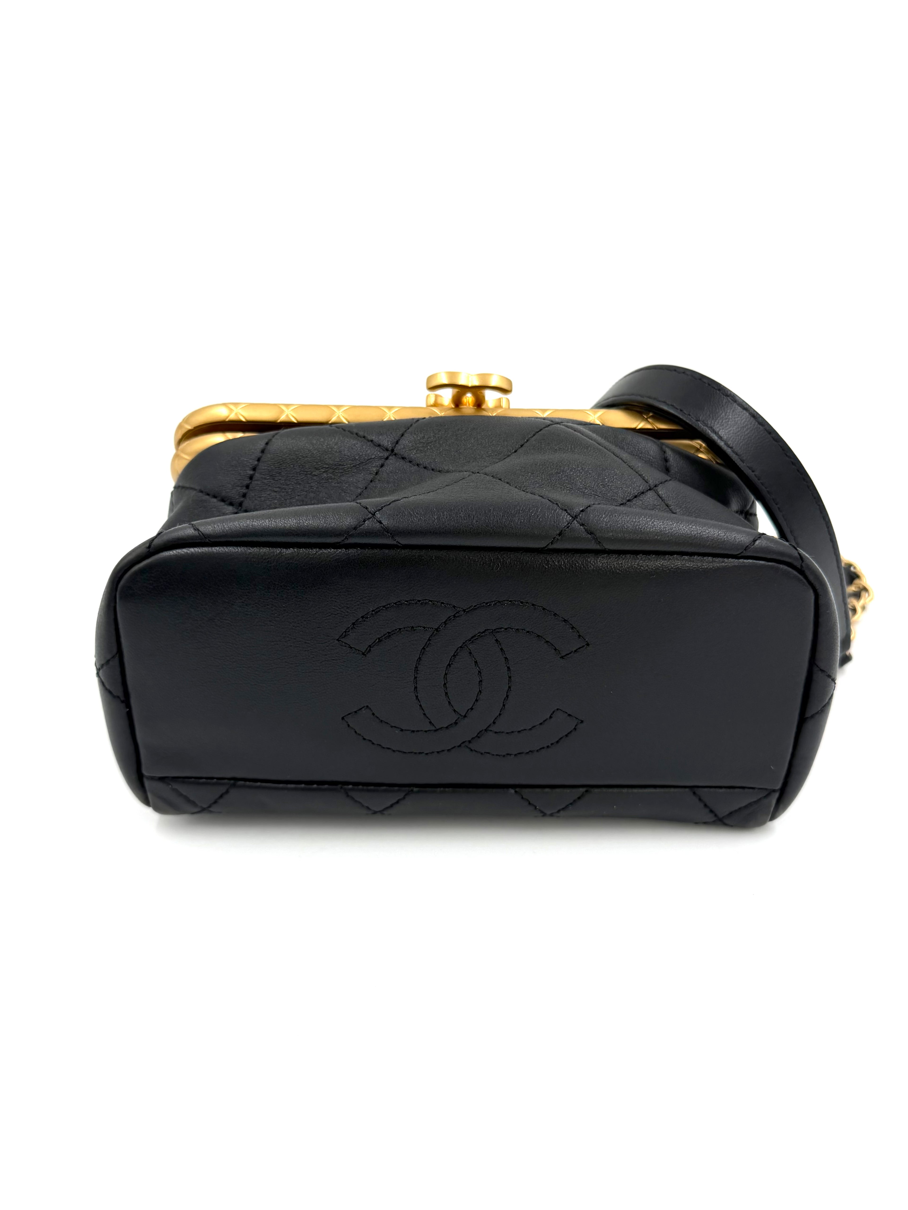 Pre-owned Chanel My Crush Black Quilted Lambskin Bag with Gold Hardware - Authenticated