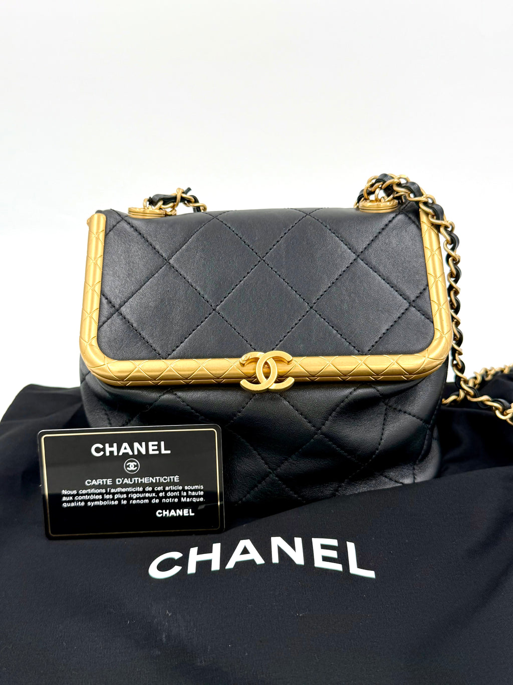 Pre-owned Chanel My Crush Black Quilted Lambskin Bag with Gold Hardware - Authenticated