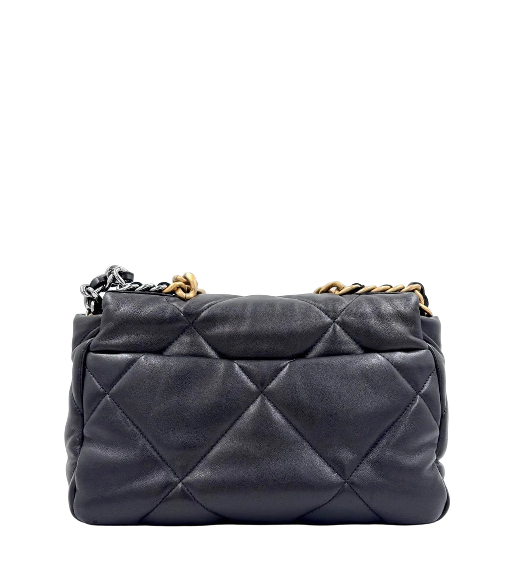 Pre-owned Chanel 19 Small Black Quilted Lambskin Flap Bag - Authenticated