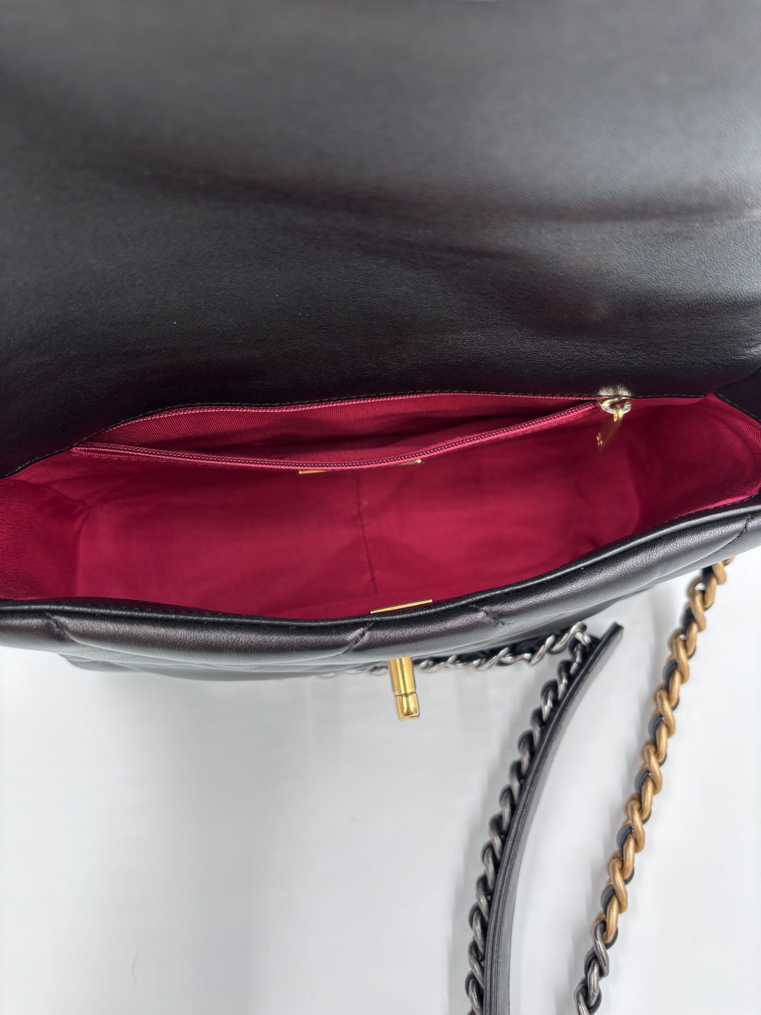 Pre-owned Chanel 19 Small Black Quilted Lambskin Flap Bag - Authenticated