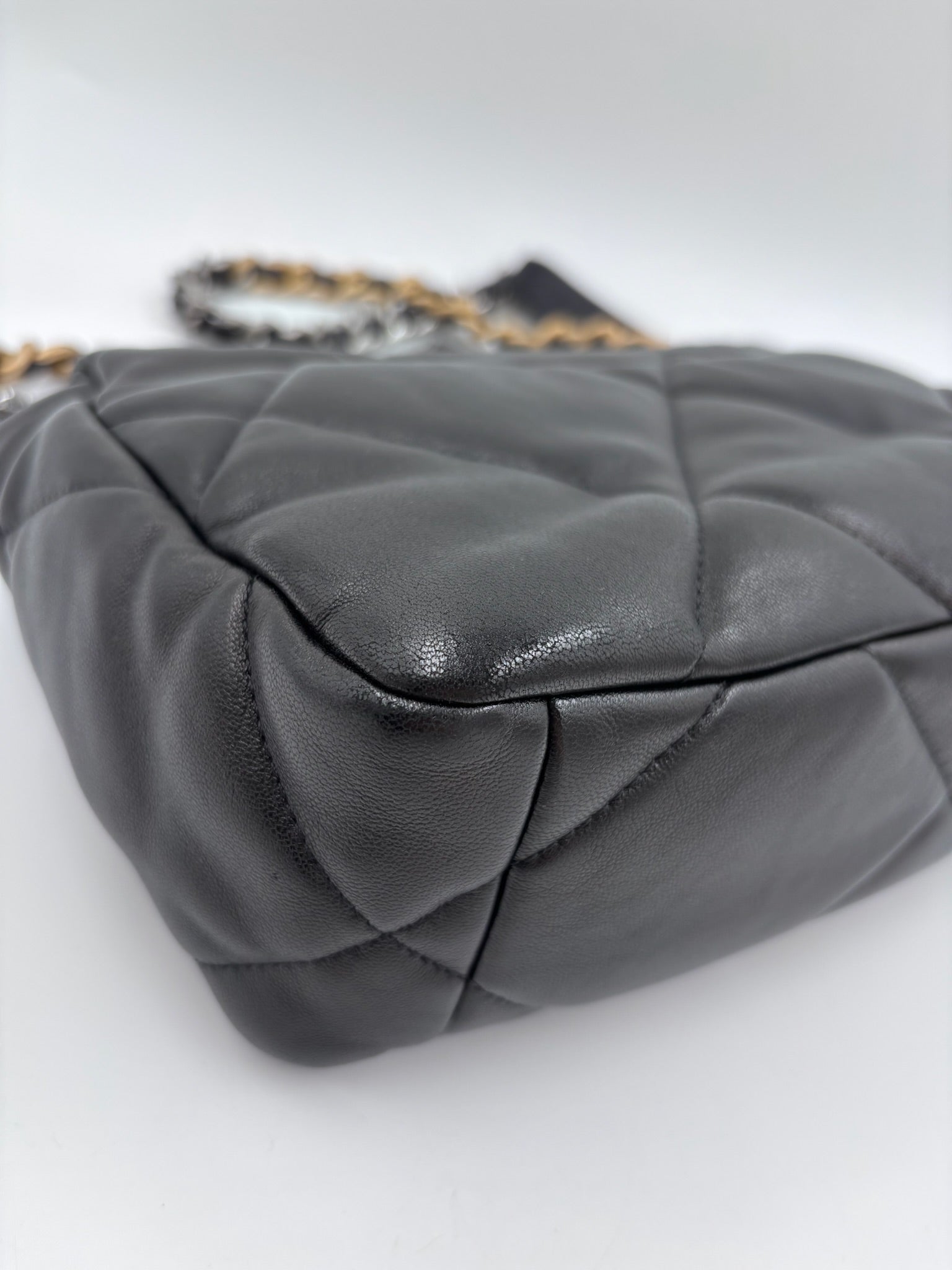 Pre-owned Chanel 19 Small Black Quilted Lambskin Flap Bag - Authenticated