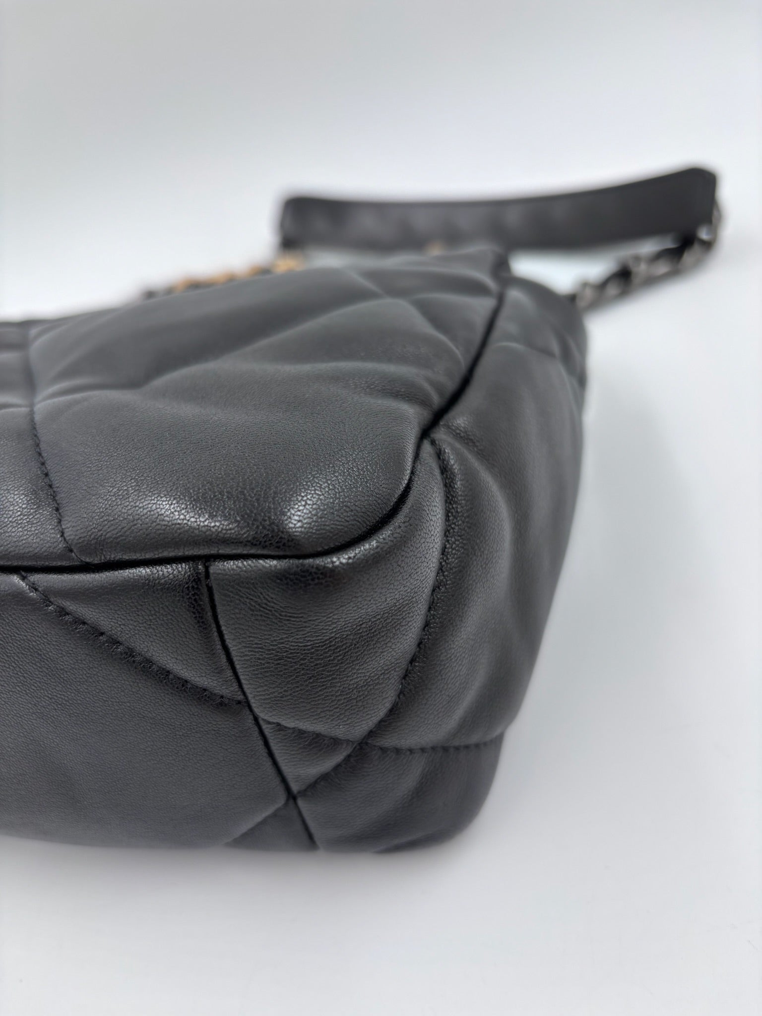 Pre-owned Chanel 19 Small Black Quilted Lambskin Flap Bag - Authenticated