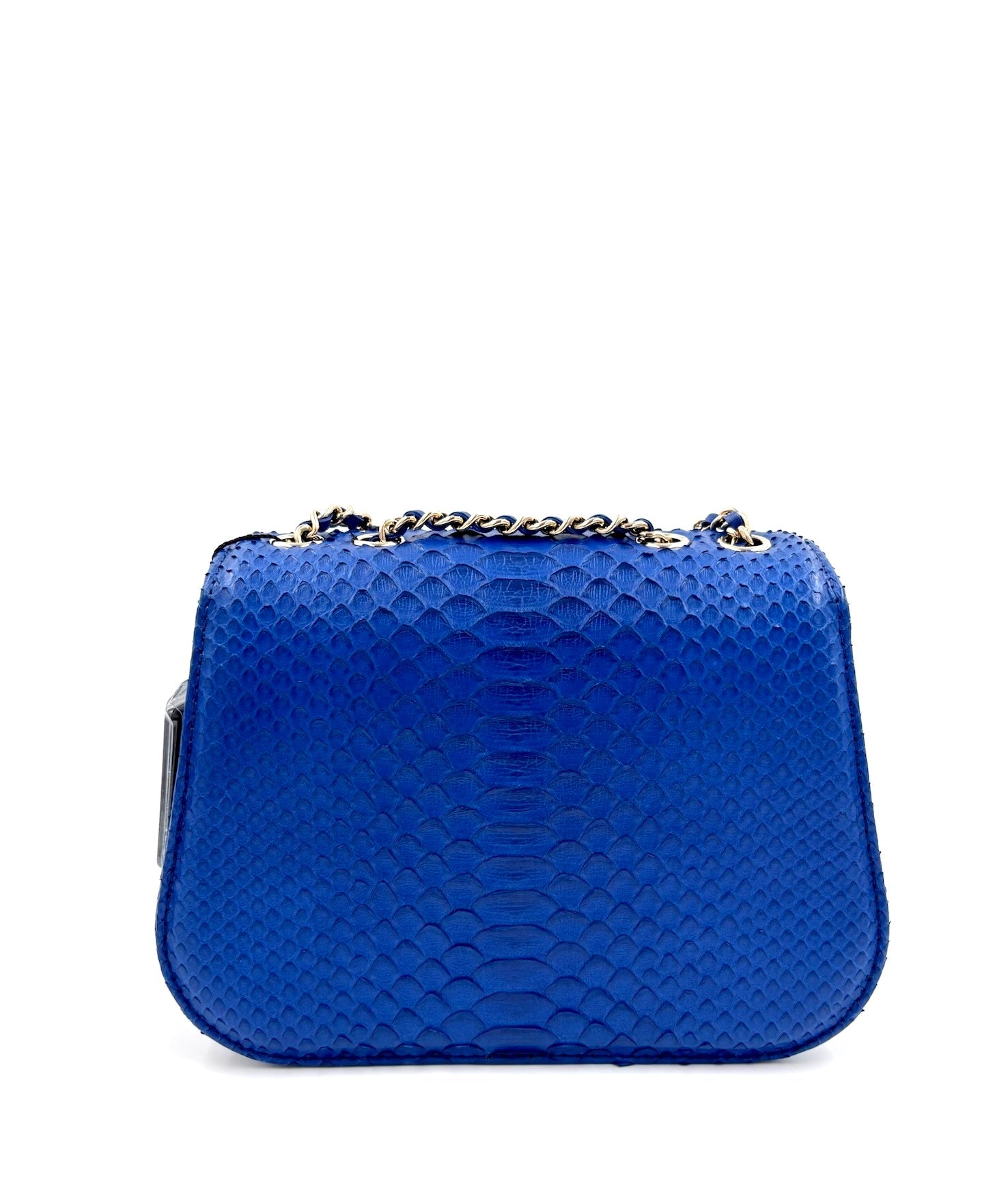 Pre-owned Chanel Braided Chic Python Flap Bag in Blue - Authenticated