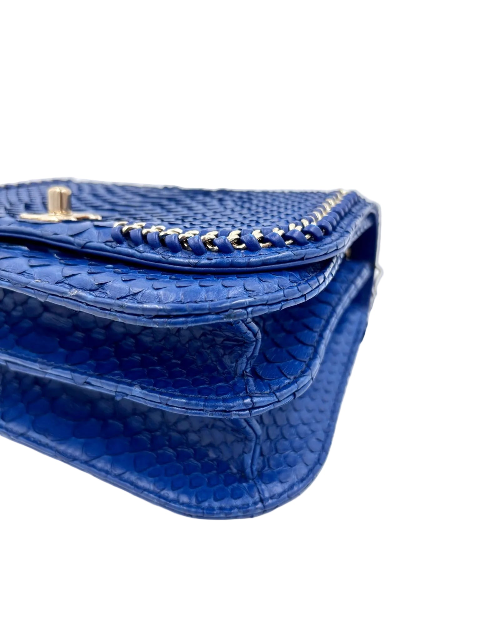 Pre-owned Chanel Braided Chic Python Flap Bag in Blue - Authenticated