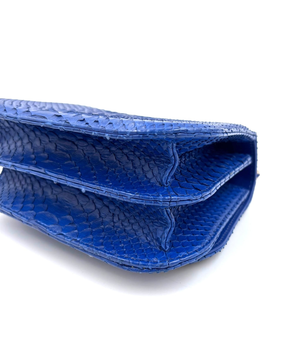 Pre-owned Chanel Braided Chic Python Flap Bag in Blue - Authenticated