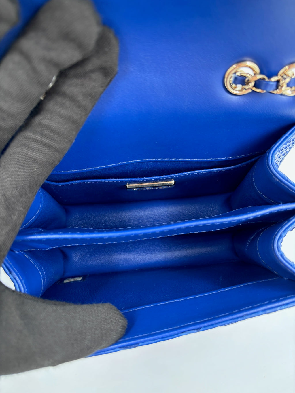 Pre-owned Chanel Braided Chic Python Flap Bag in Blue - Authenticated