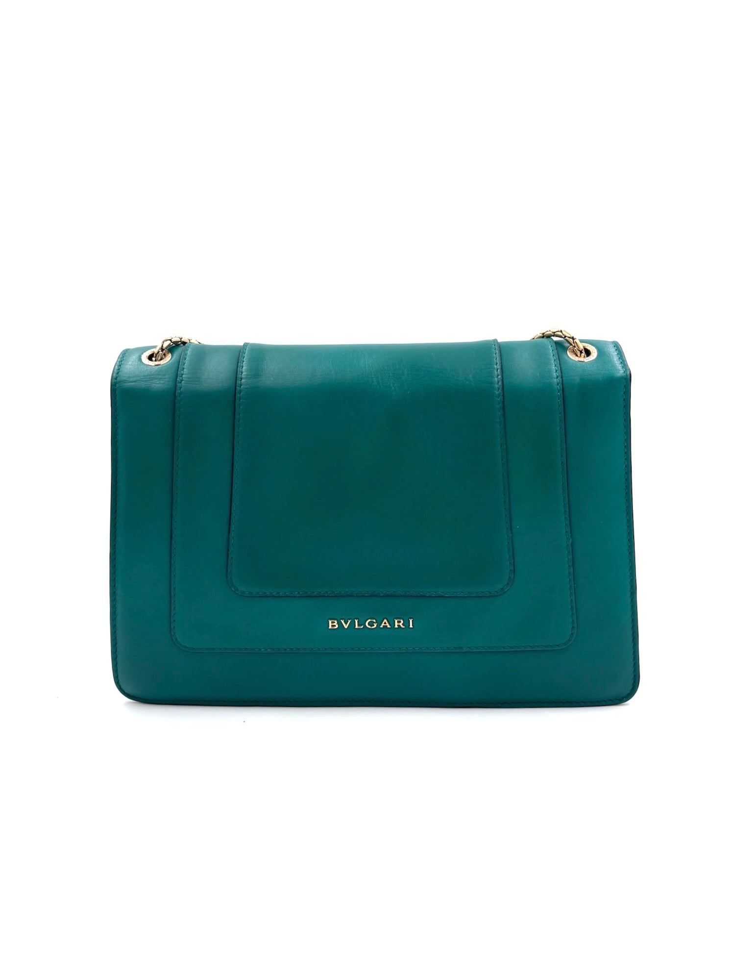 Pre-owned Bvlgari Serpenti Forever Emerald Green Calfskin Shoulder Bag - Authenticated