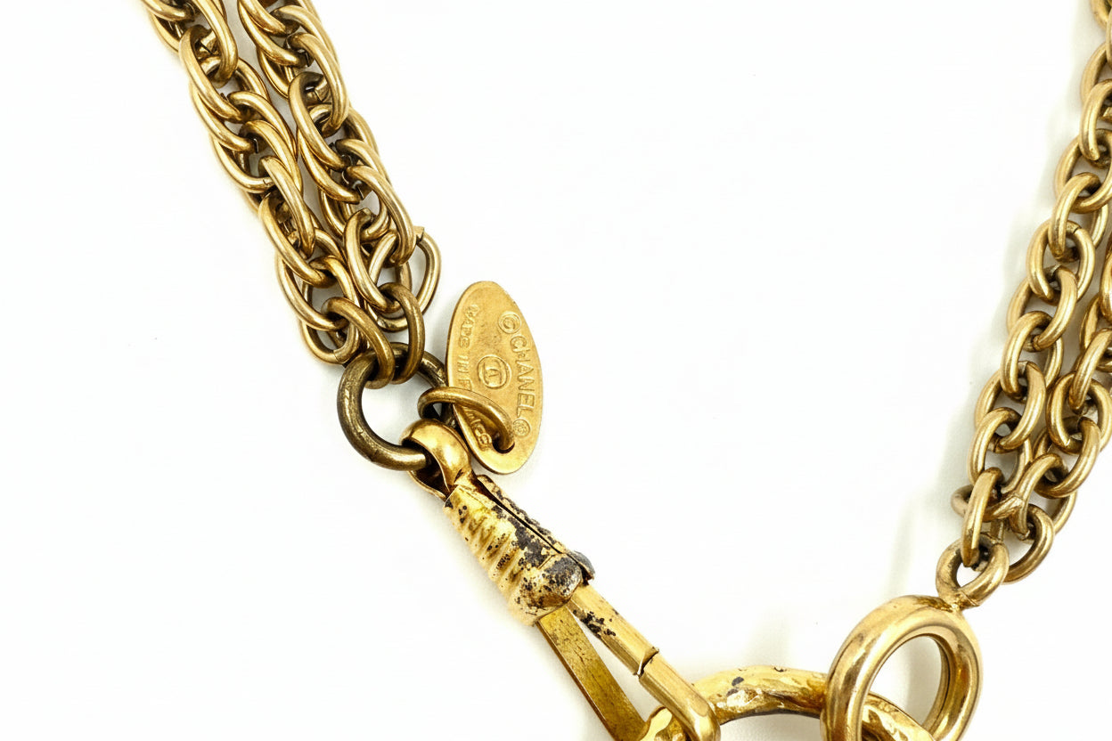 Pre-Owned Chanel Vintage Gold Plated Magnifying Glass Necklace - Authenticated