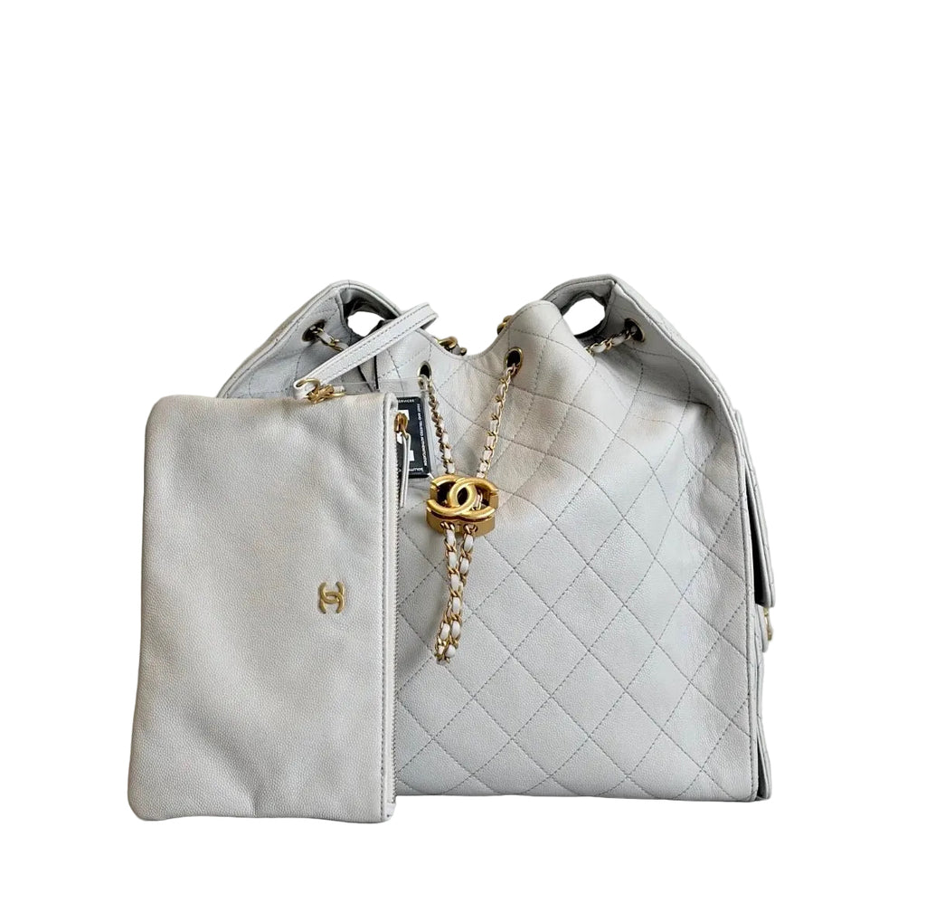 Pre-owned Chanel 25 Hobo Light Gray Caviar Leather Gold Hardware Medium - Authenticated