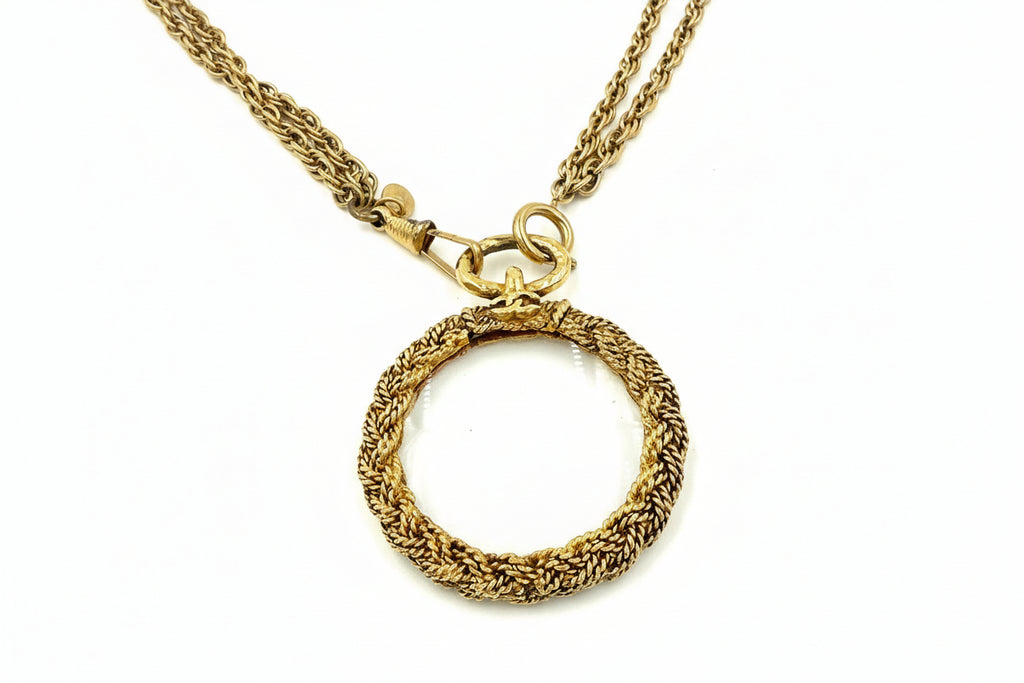 Pre-Owned Chanel Vintage Gold Plated Magnifying Glass Necklace - Authenticated
