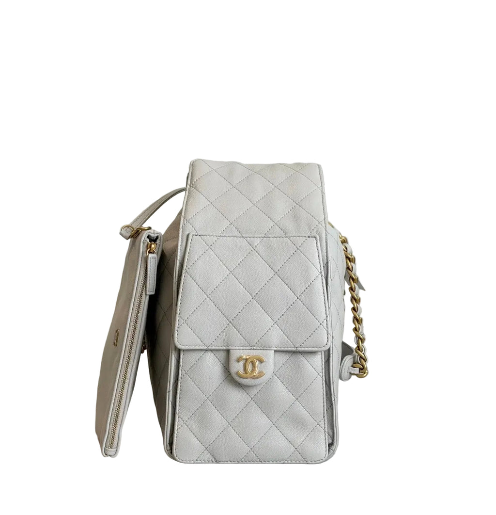 Pre-owned Chanel 25 Hobo Light Gray Caviar Leather Gold Hardware Medium - Authenticated