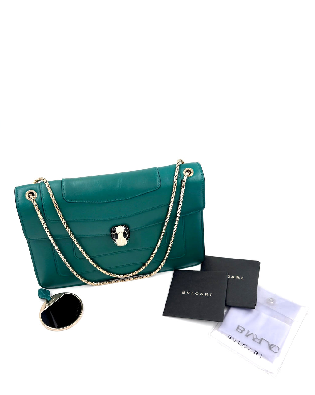 Pre-owned Bvlgari Serpenti Forever Emerald Green Calfskin Shoulder Bag - Authenticated