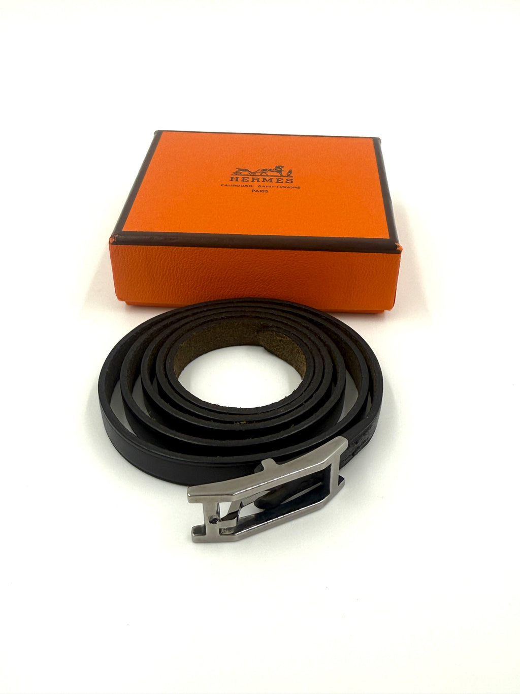 Pre-Owned Hermès Leather Wrap Bracelet Silver Hardware - Authenticated