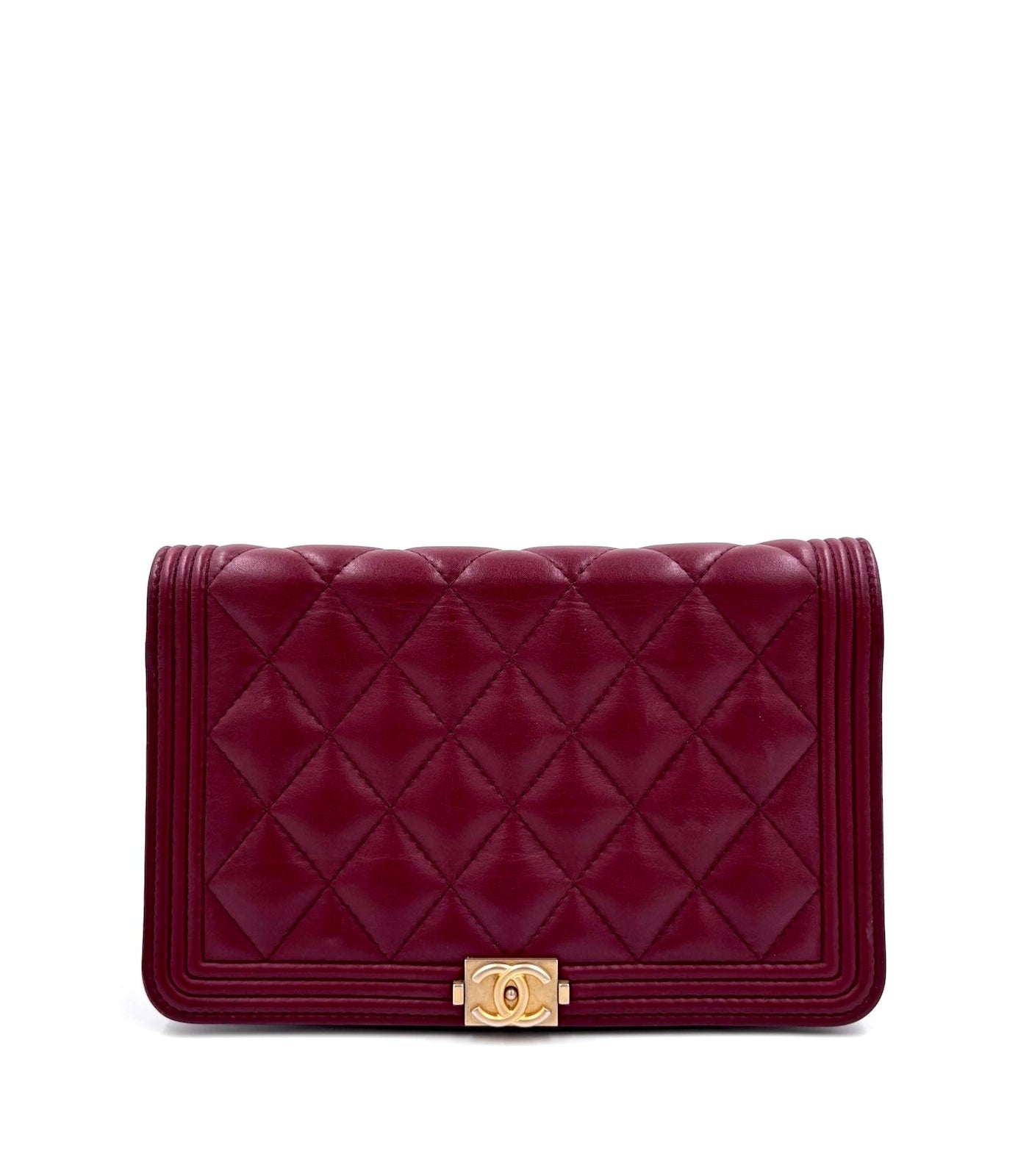Pre-owned Chanel Burgundy Boy Wallet on Chain Bag - Authenticated