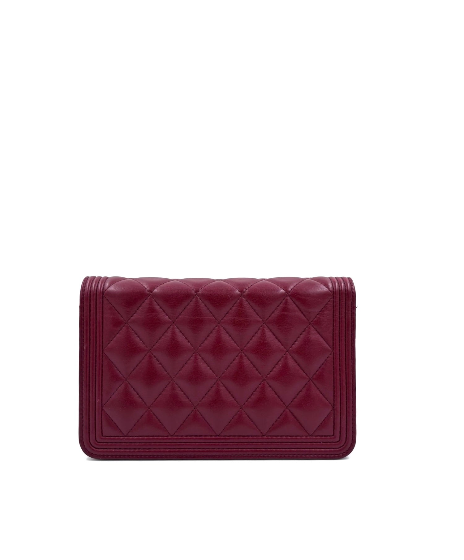 Pre-owned Chanel Burgundy Boy Wallet on Chain Bag - Authenticated