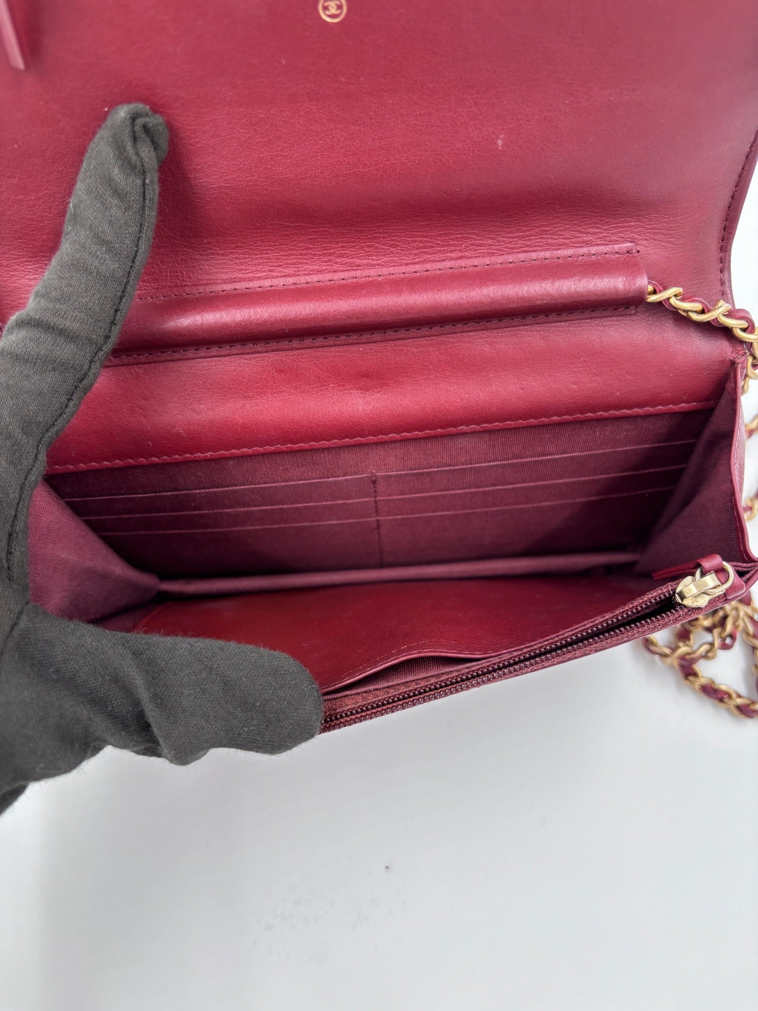 Pre-owned Chanel Burgundy Boy Wallet on Chain Bag - Authenticated
