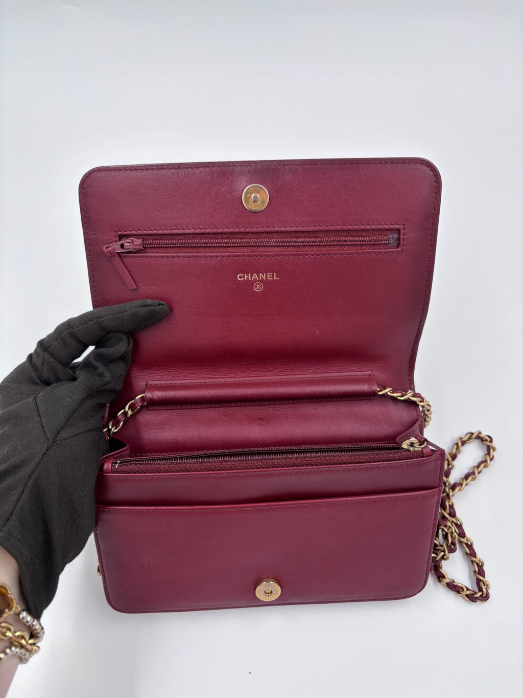 Pre-owned Chanel Burgundy Boy Wallet on Chain Bag - Authenticated