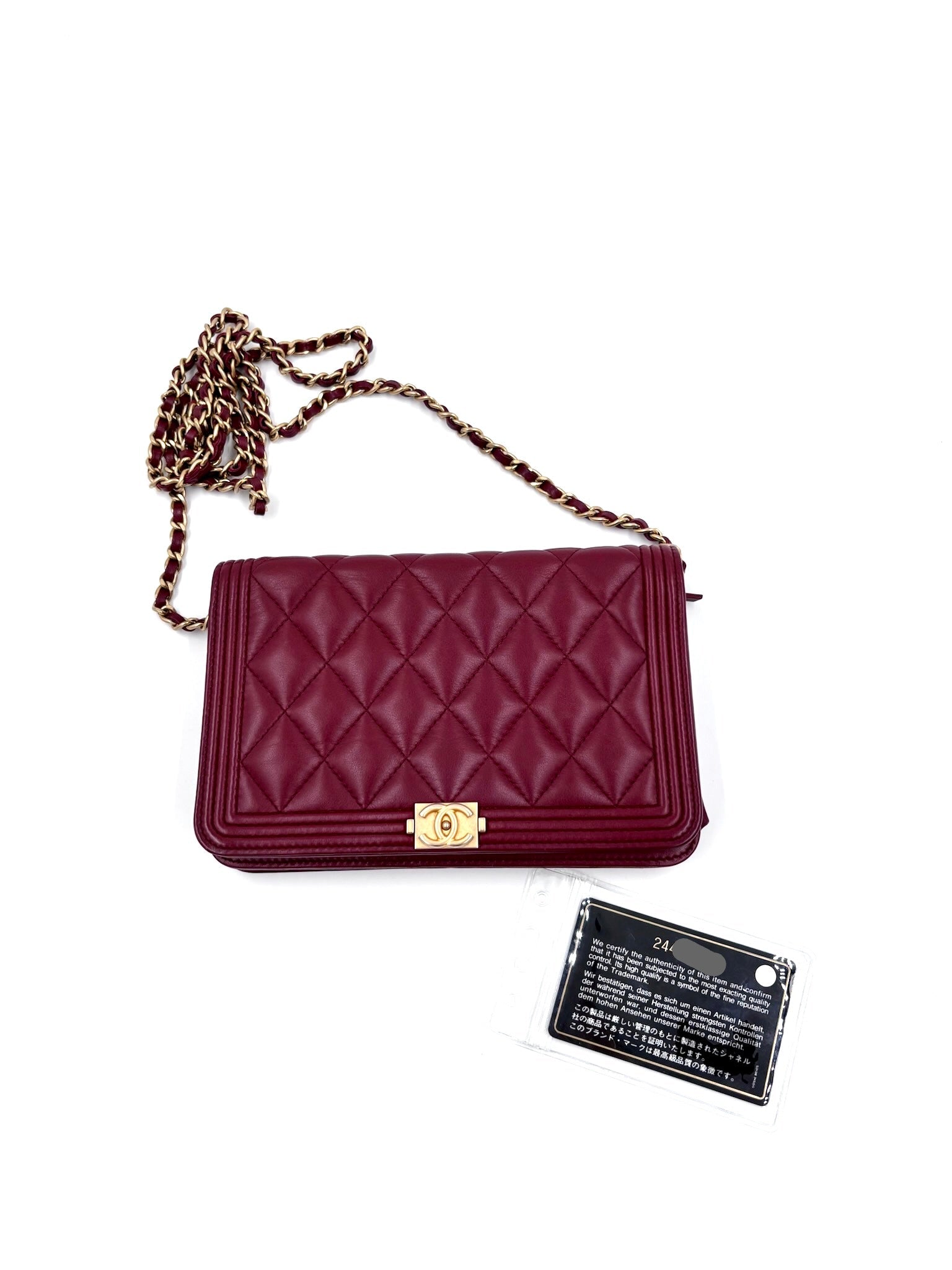 Pre-owned Chanel Burgundy Boy Wallet on Chain Bag - Authenticated