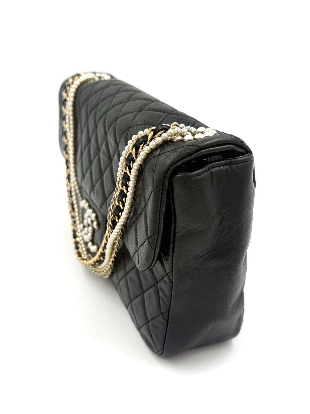 Pre-Owned Chanel Westminster Bag Black Lambskin with Pearl Details - Authenticated