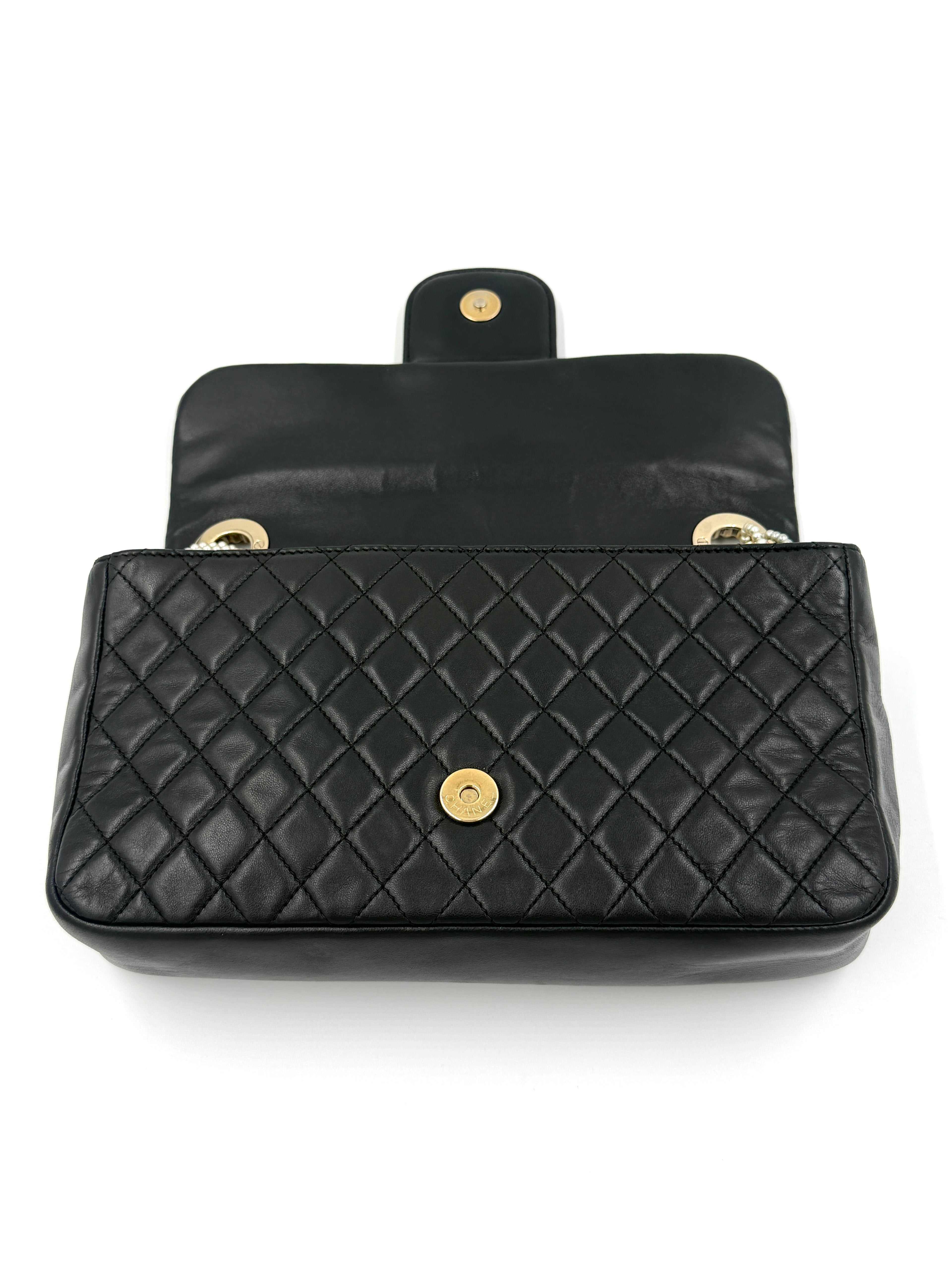 Pre-Owned Chanel Westminster Bag Black Lambskin with Pearl Details - Authenticated